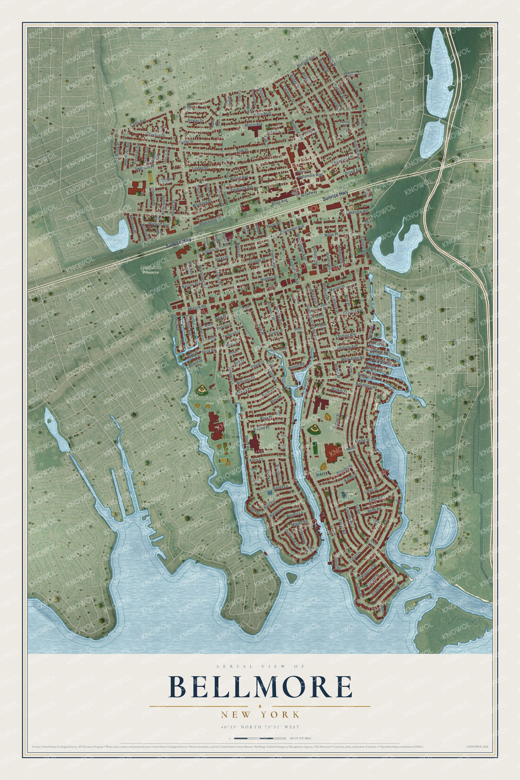 Watermarked full-map preview of Bellmore, New York