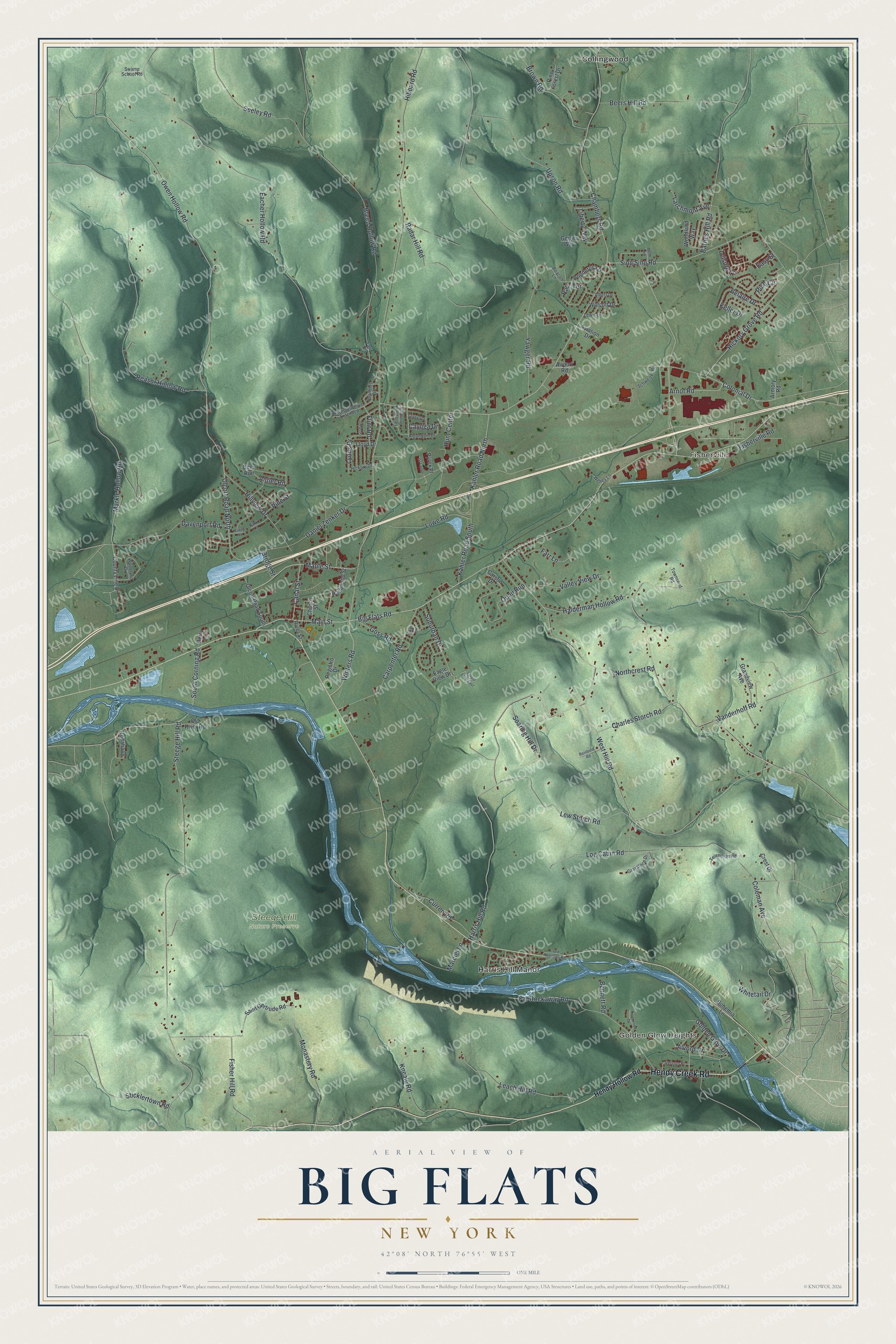 Watermarked full-map preview of Big Flats, New York