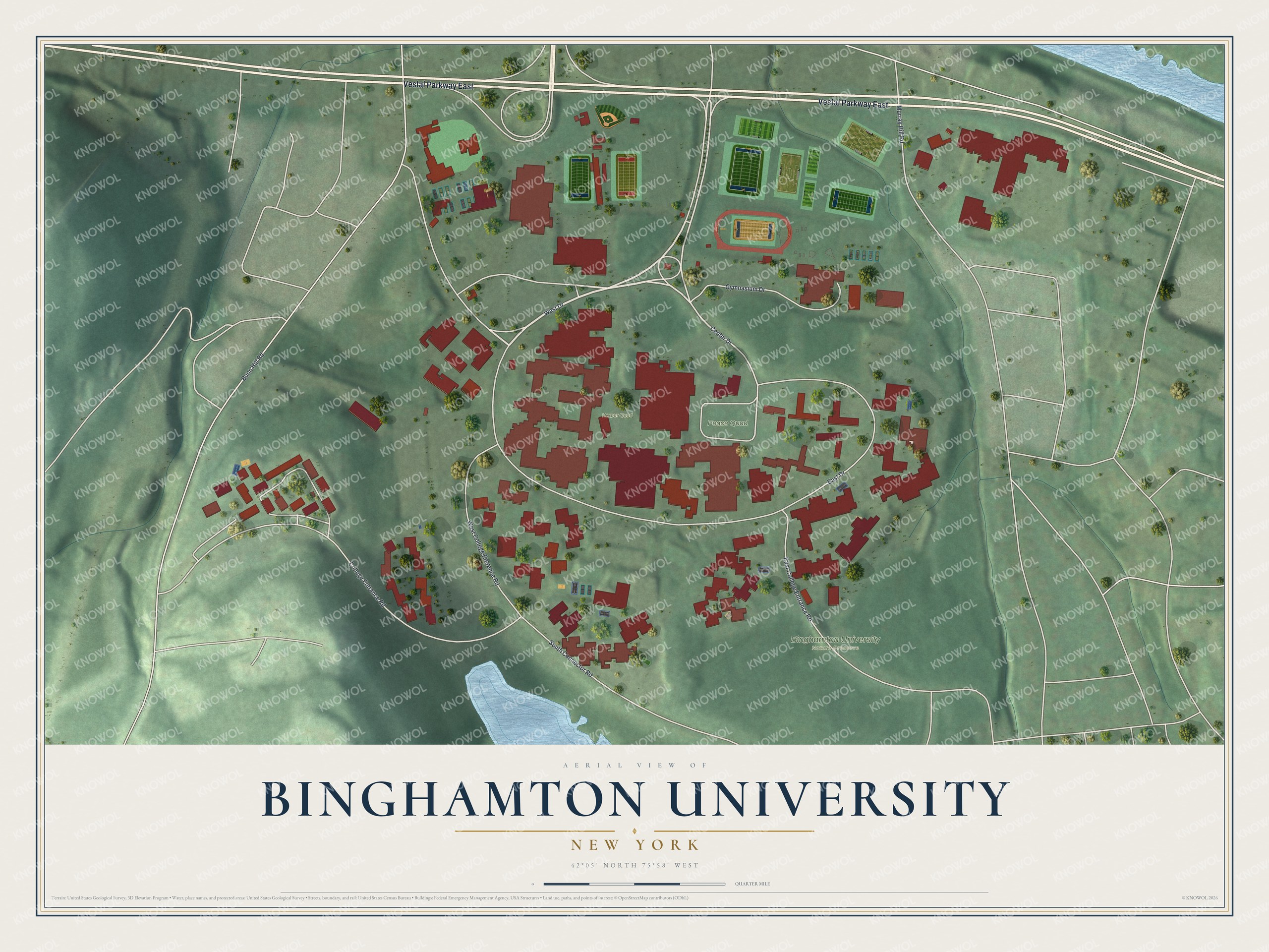 Watermarked full-map preview of Binghamton University, New York