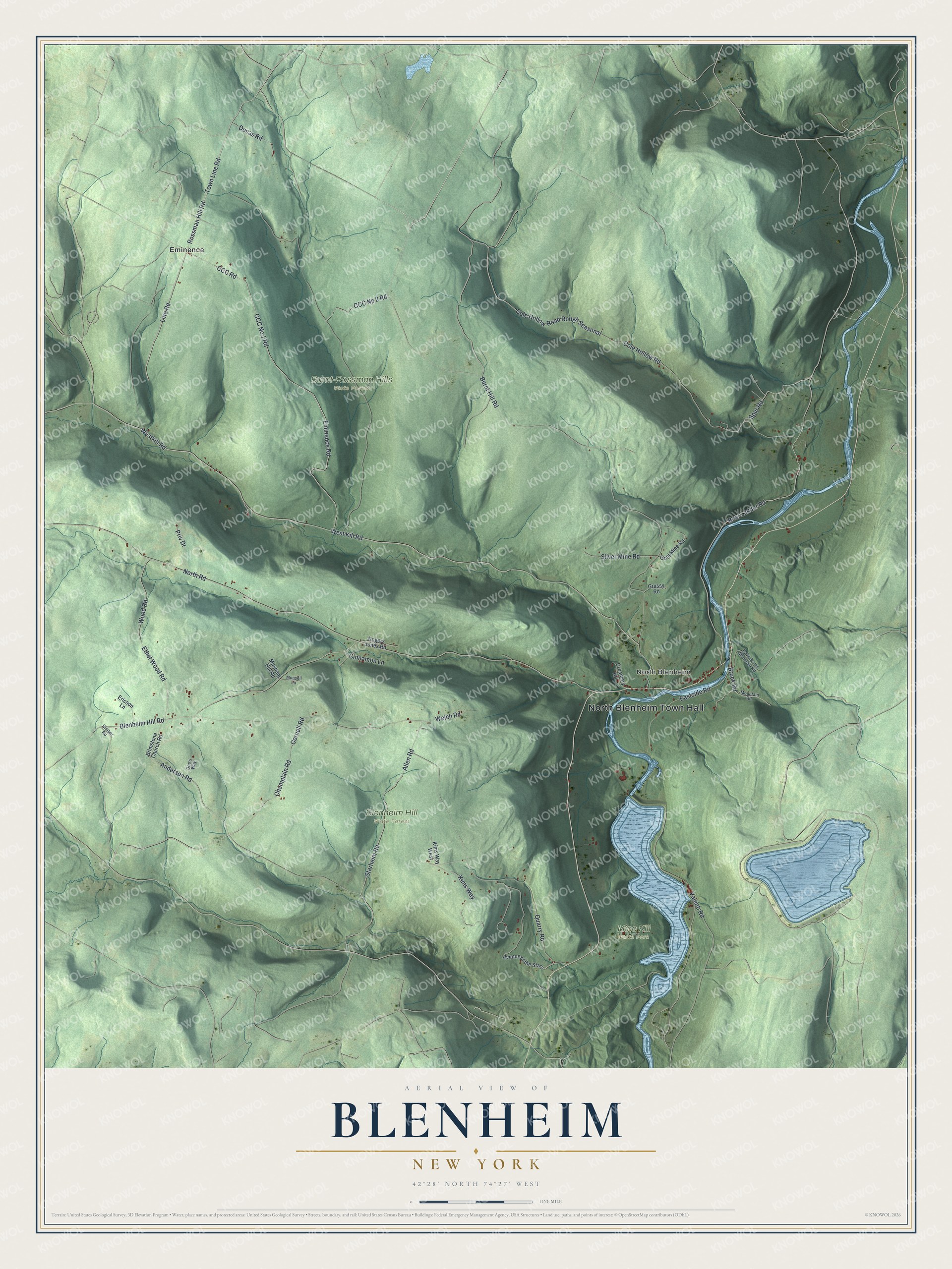 Watermarked full-map preview of Blenheim, New York