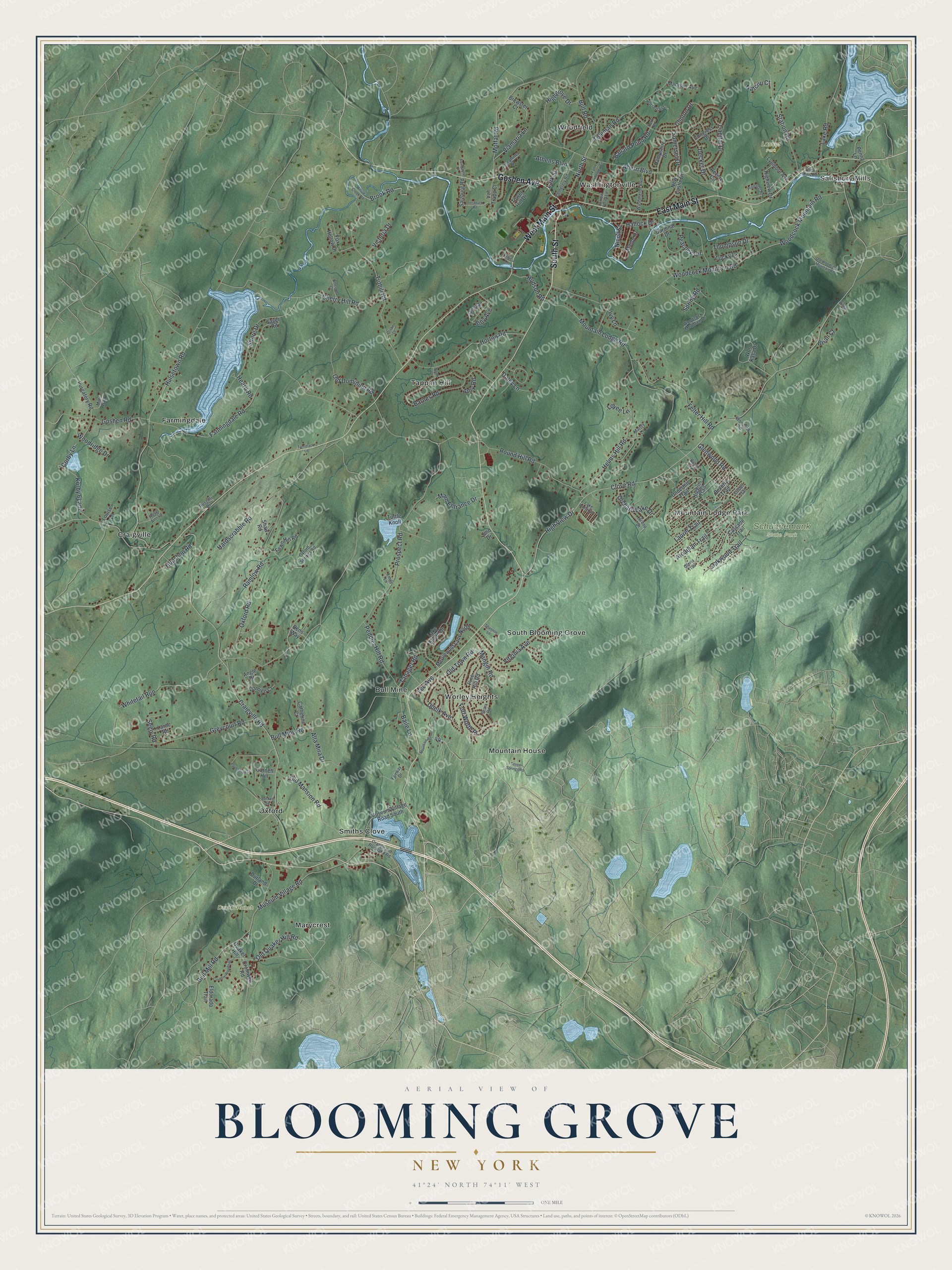 Watermarked full-map preview of Blooming Grove, New York
