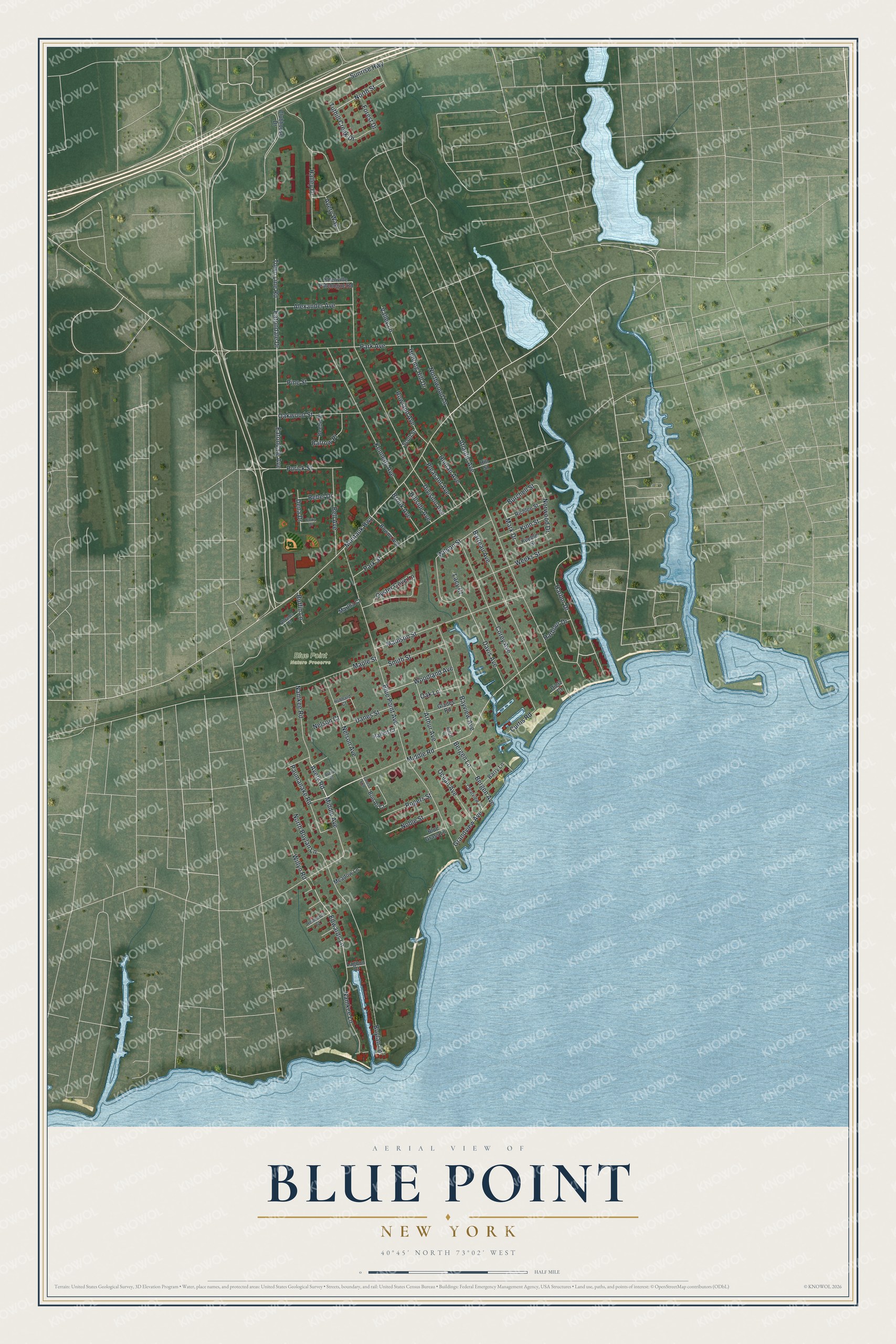 Watermarked full-map preview of Blue Point, New York