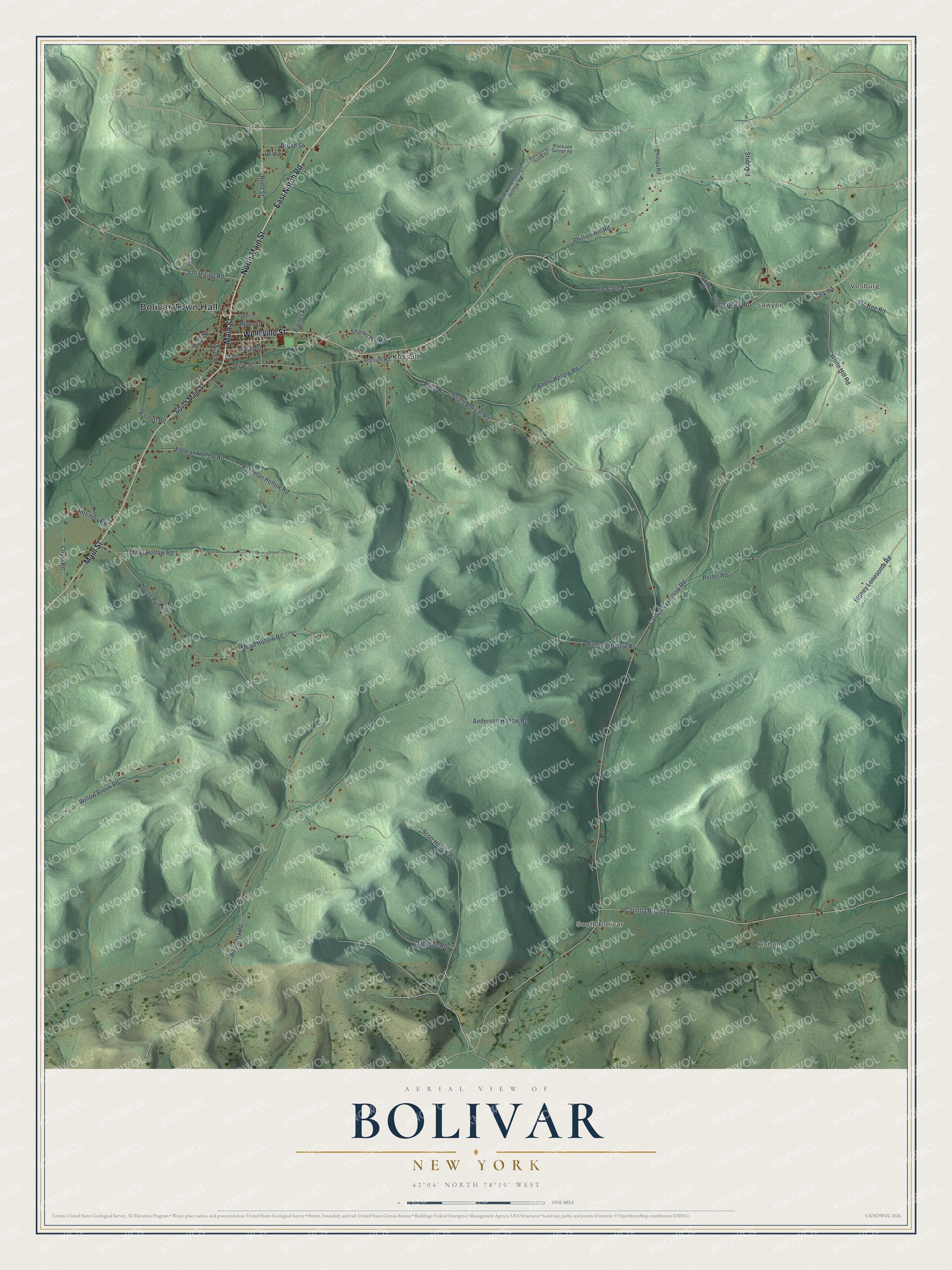 Watermarked full-map preview of Bolivar, New York