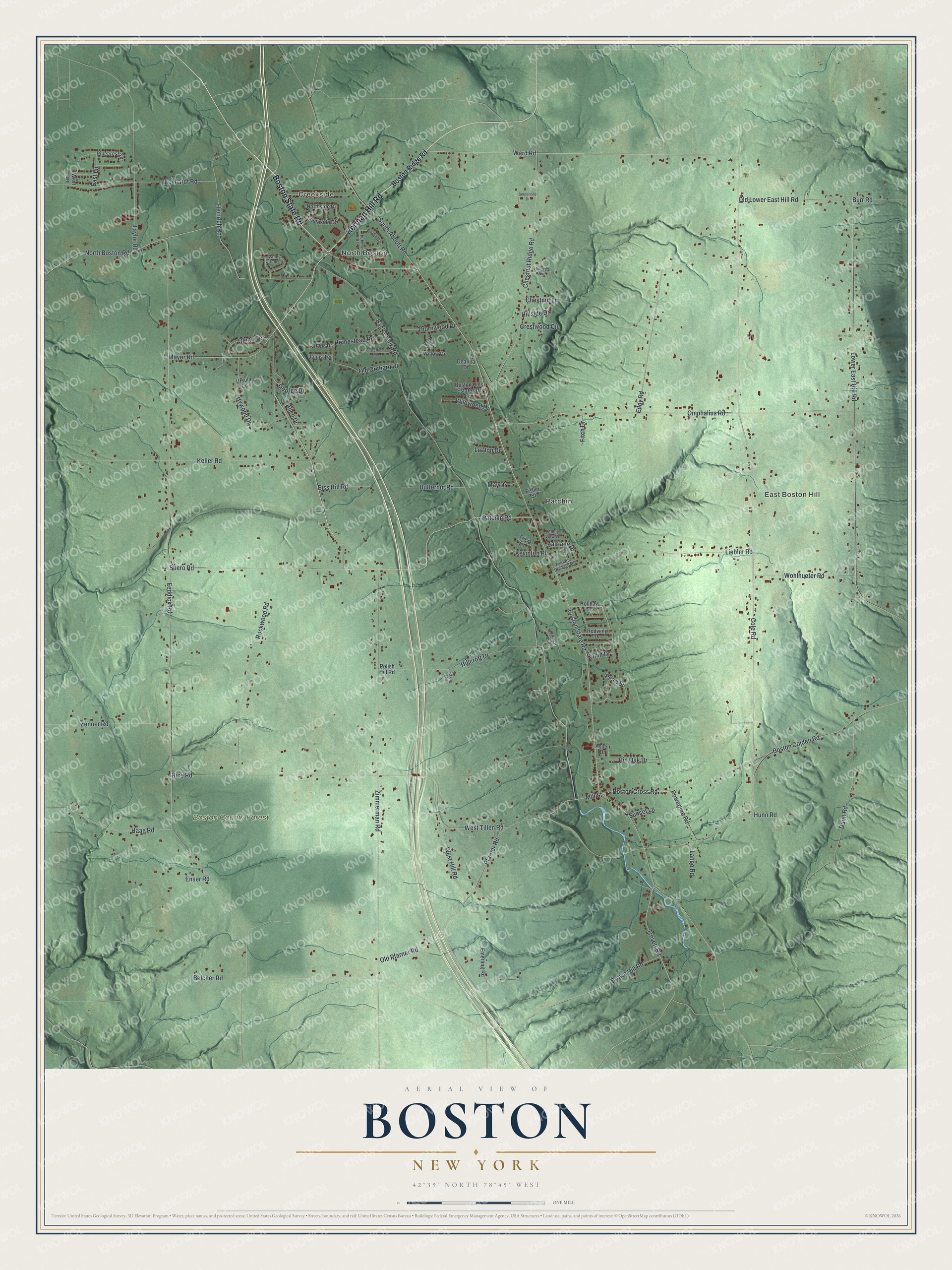 Watermarked full-map preview of Boston, New York