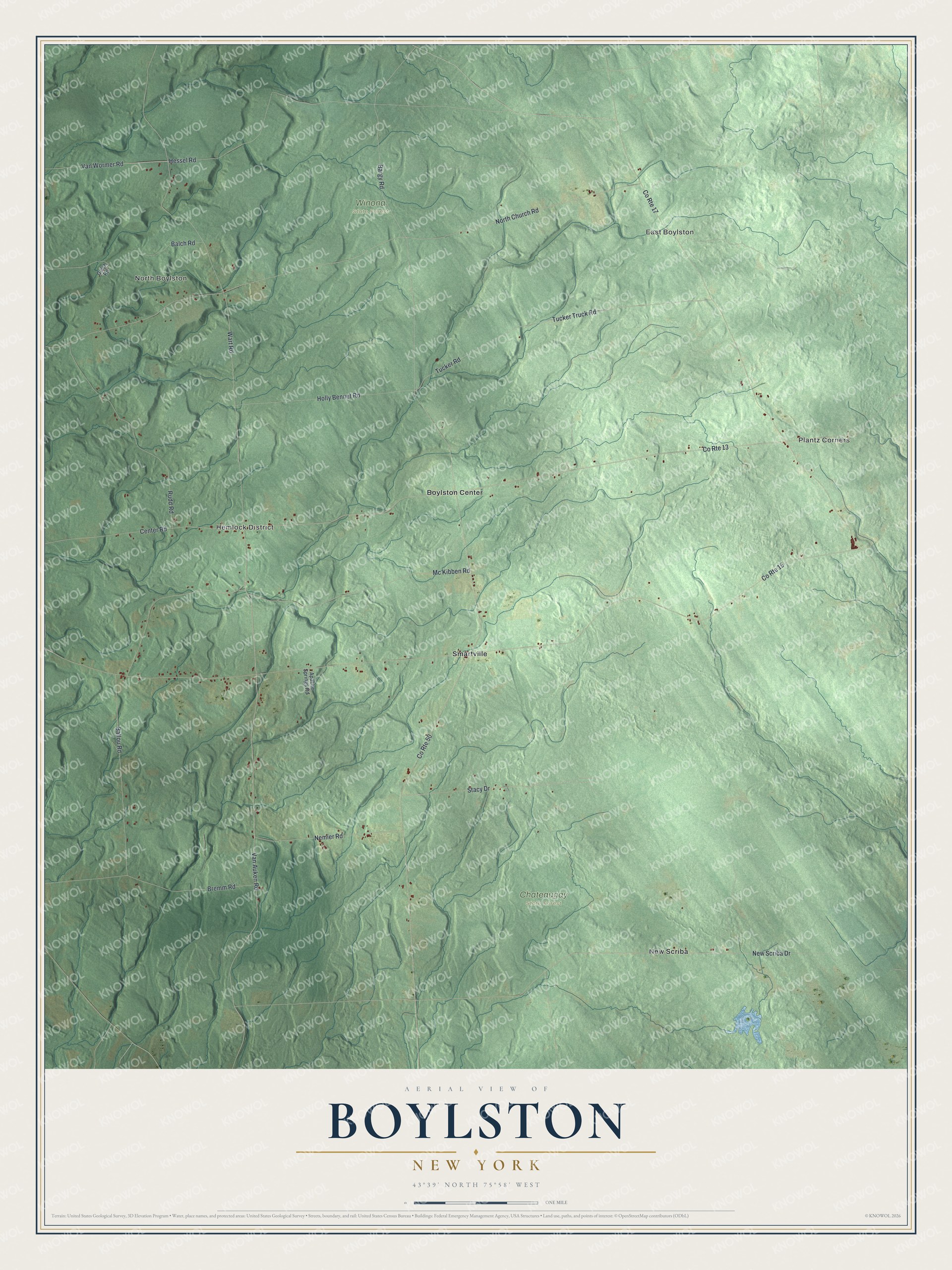 Watermarked full-map preview of Boylston, New York