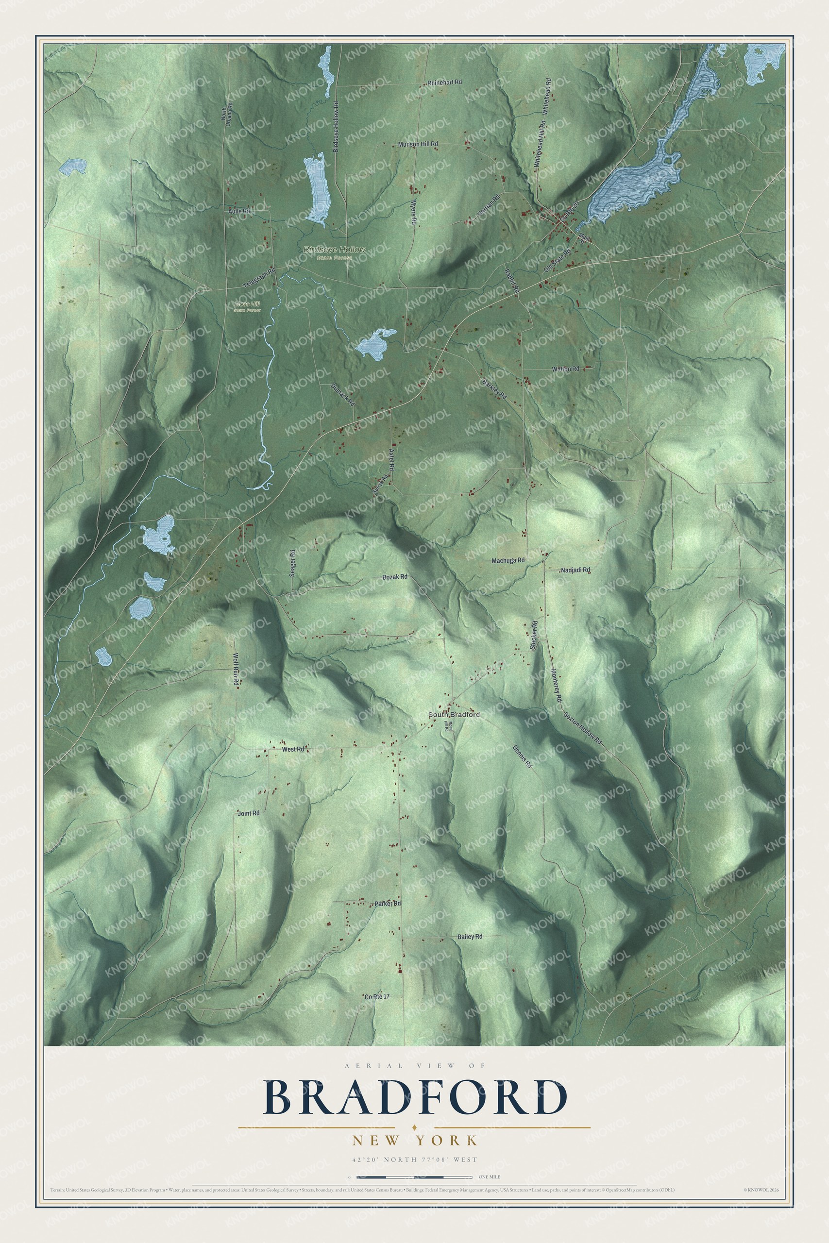 Watermarked full-map preview of Bradford, New York