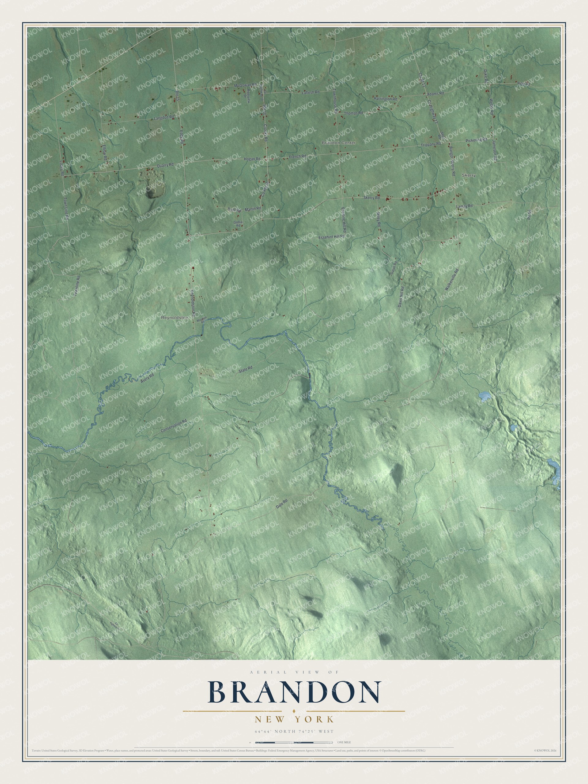 Watermarked full-map preview of Brandon, New York