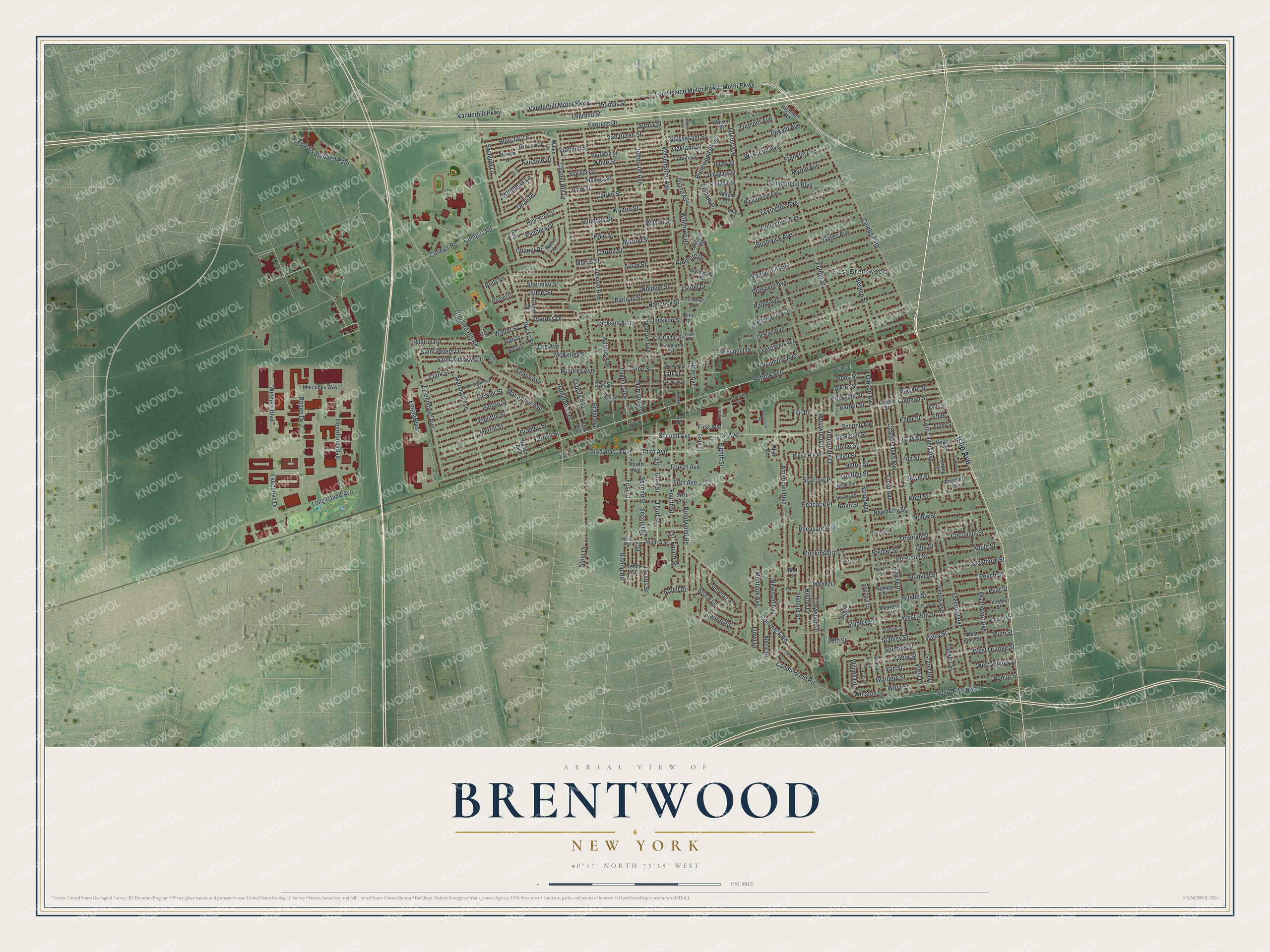 Watermarked full-map preview of Brentwood, New York