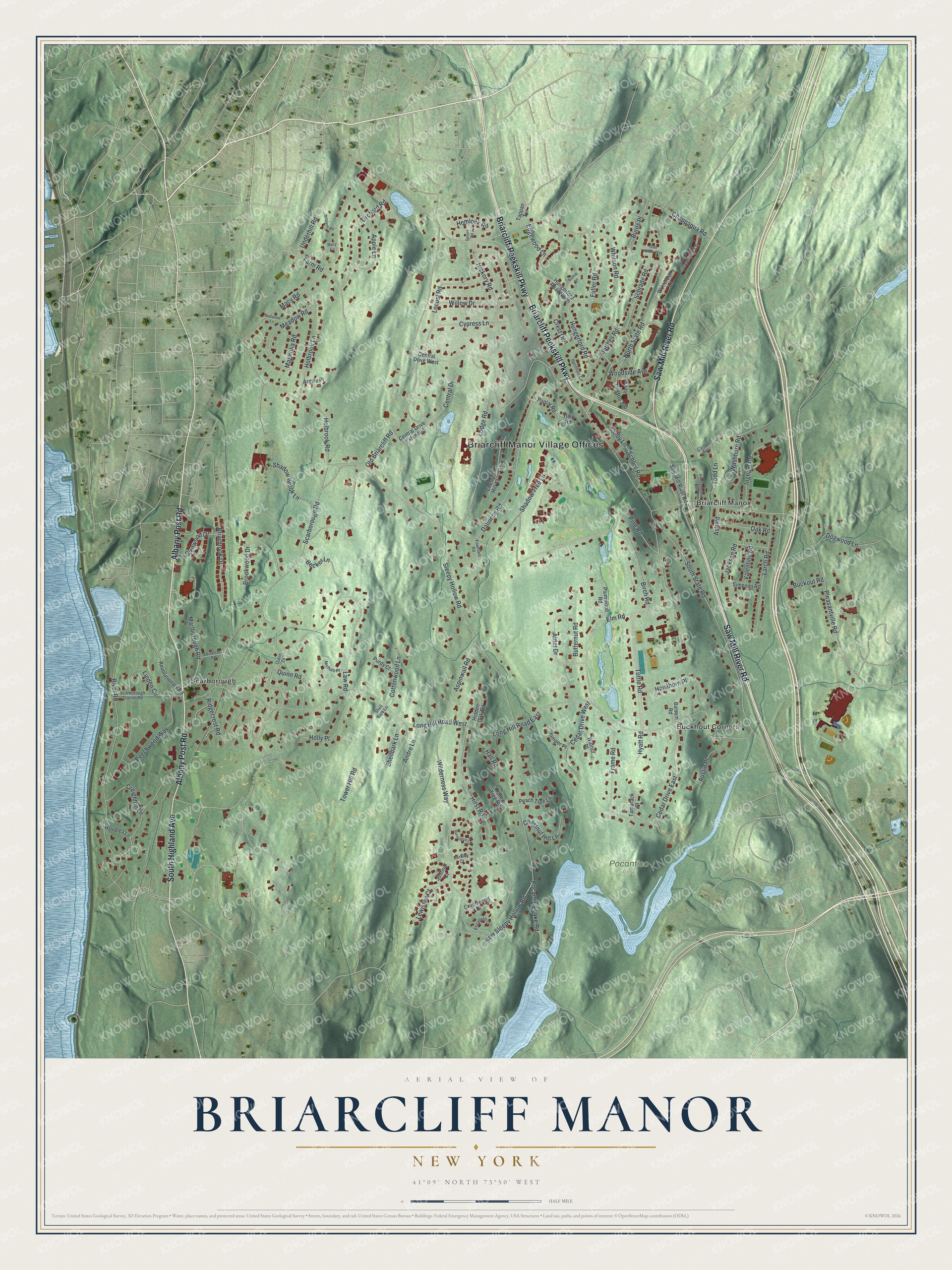 Watermarked full-map preview of Briarcliff Manor, New York
