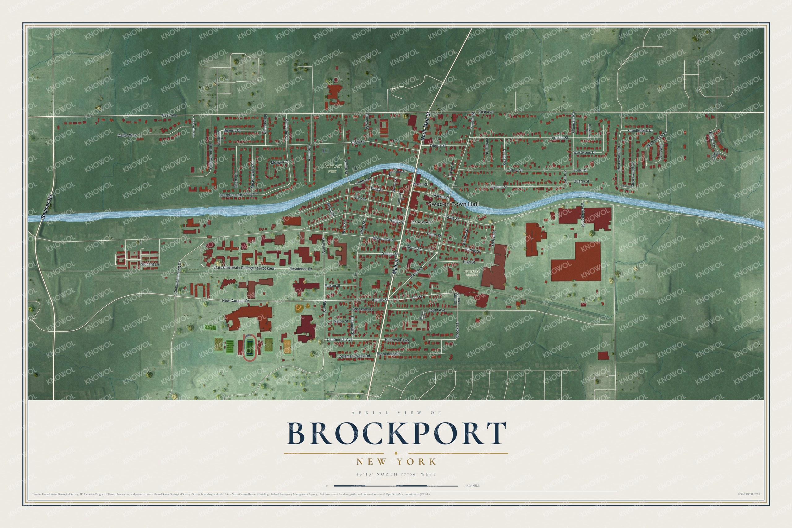 Watermarked full-map preview of Brockport, New York