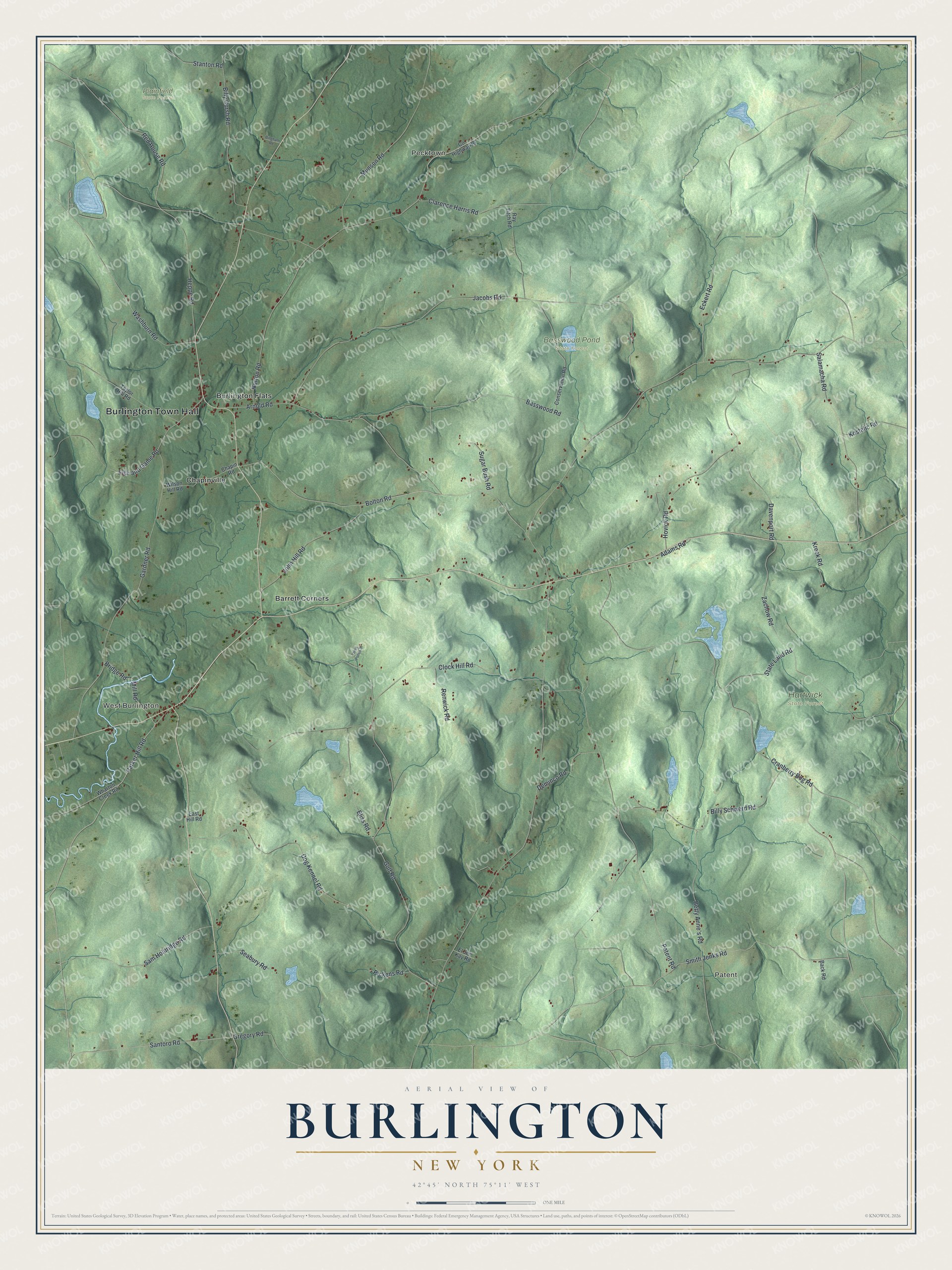 Watermarked full-map preview of Burlington, New York