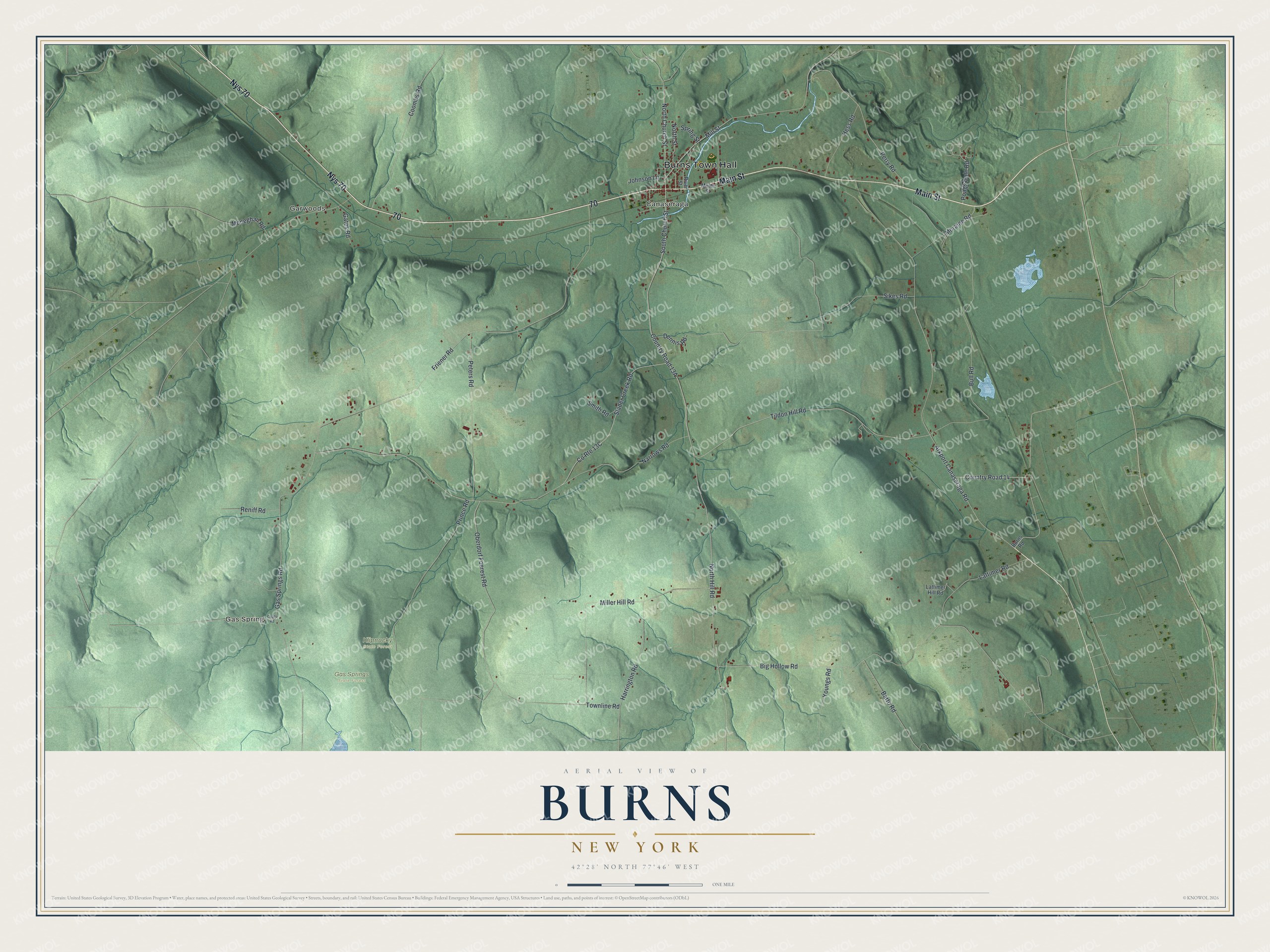 Watermarked full-map preview of Burns, New York