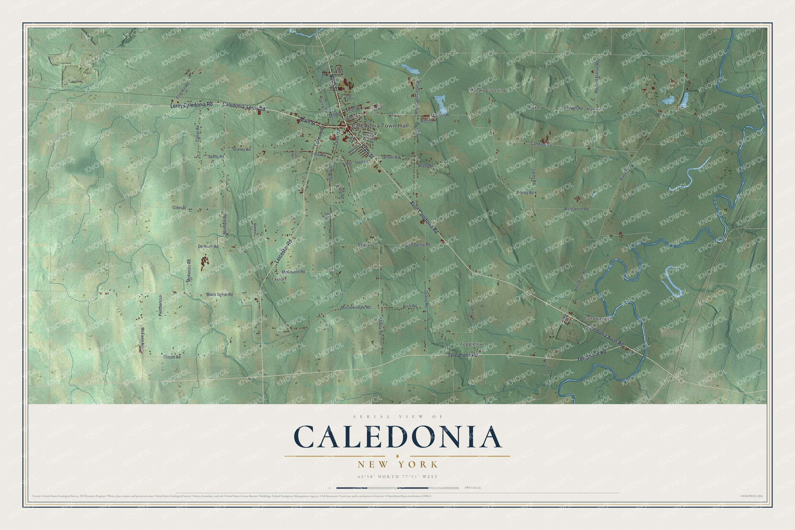 Watermarked full-map preview of Caledonia, New York