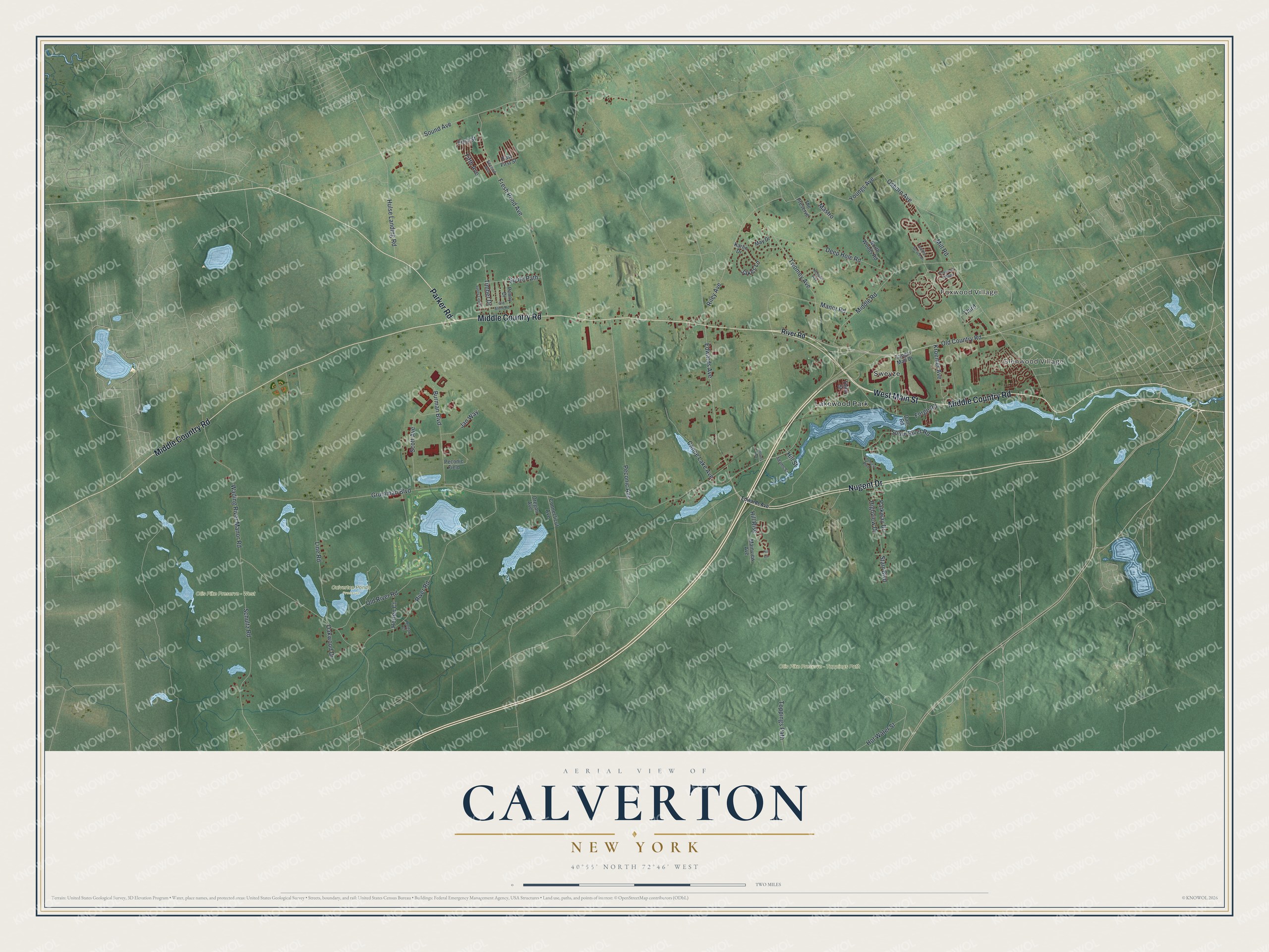 Watermarked full-map preview of Calverton, New York