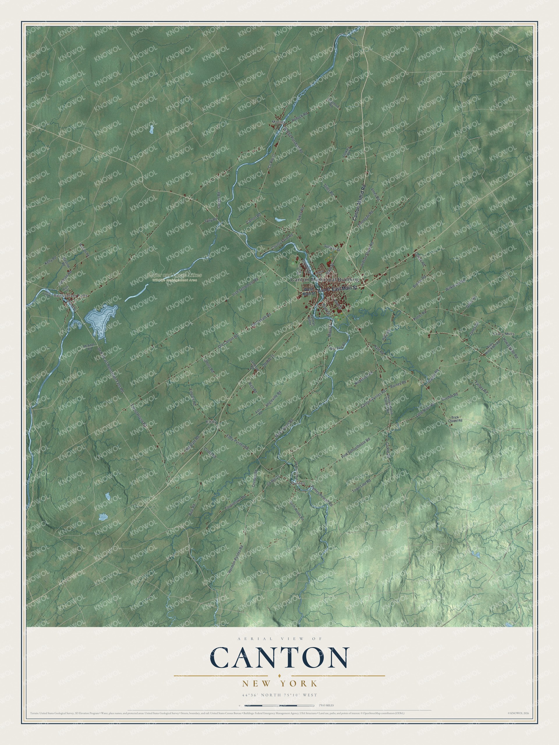 Watermarked full-map preview of Canton, New York