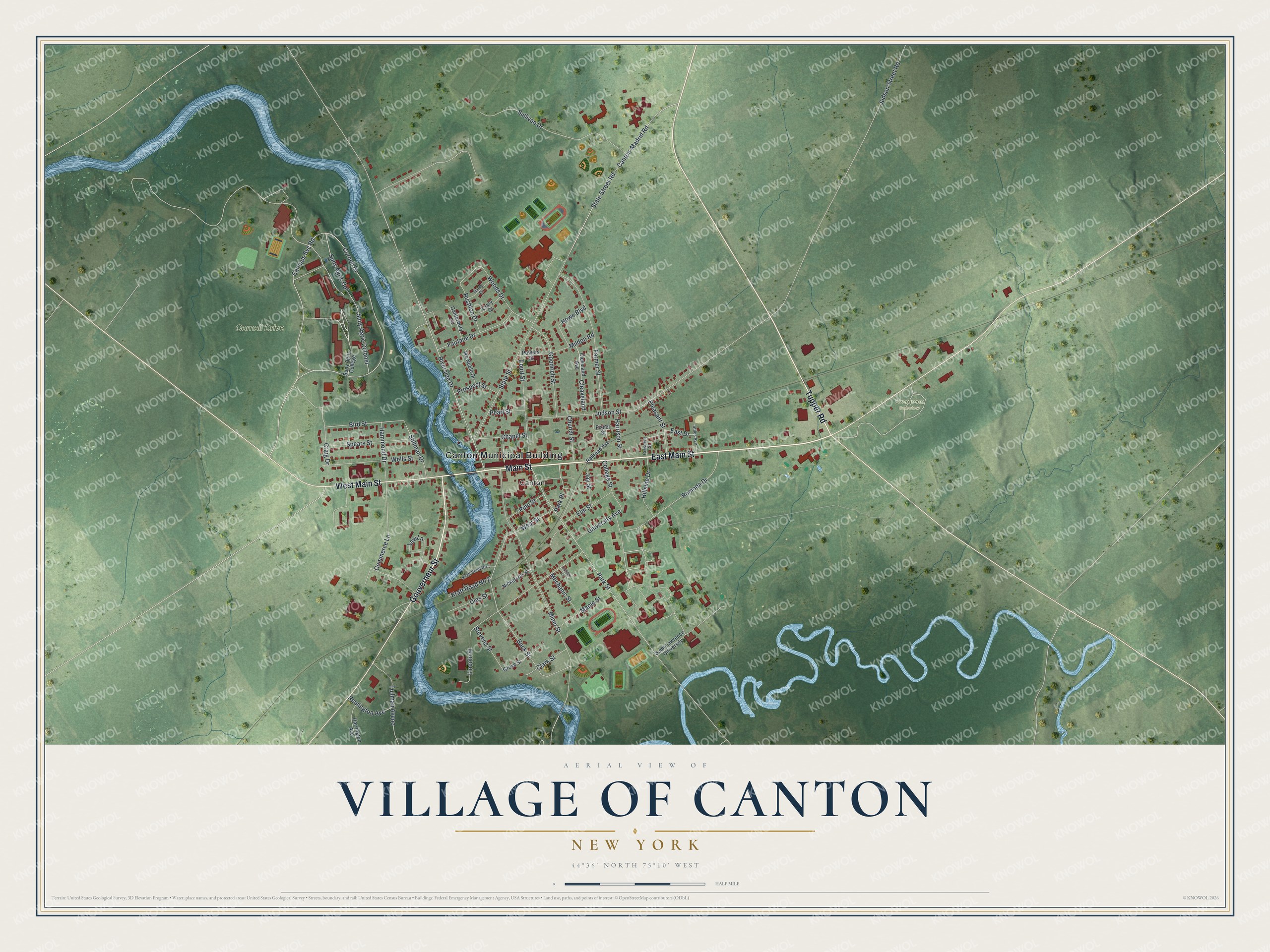 Watermarked full-map preview of Canton, New York