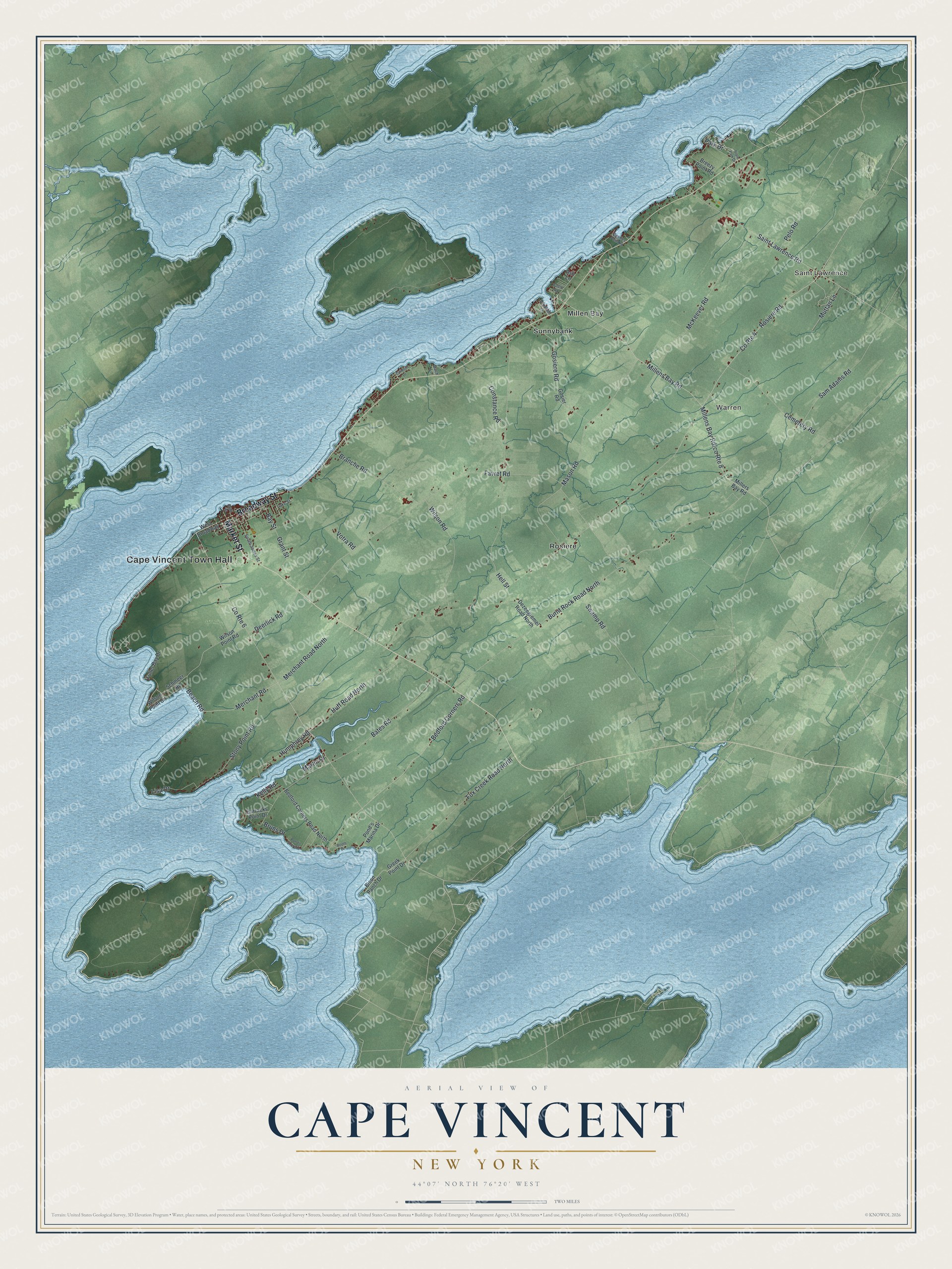 Watermarked full-map preview of Cape Vincent, New York
