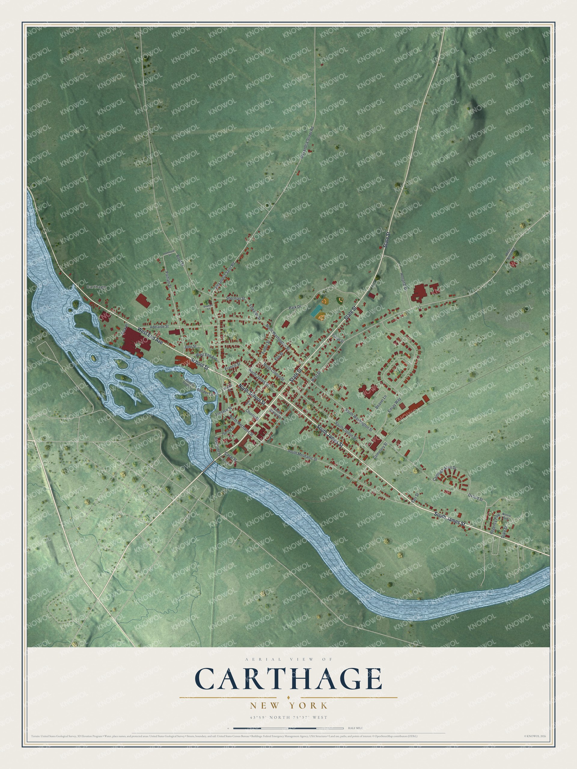 Watermarked full-map preview of Carthage, New York