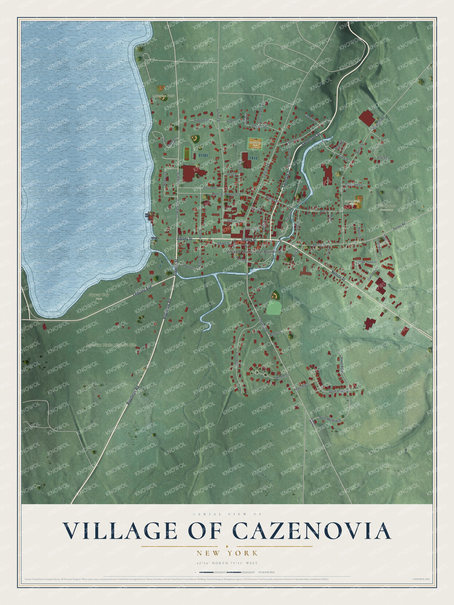 Watermarked full-map preview of Cazenovia, New York