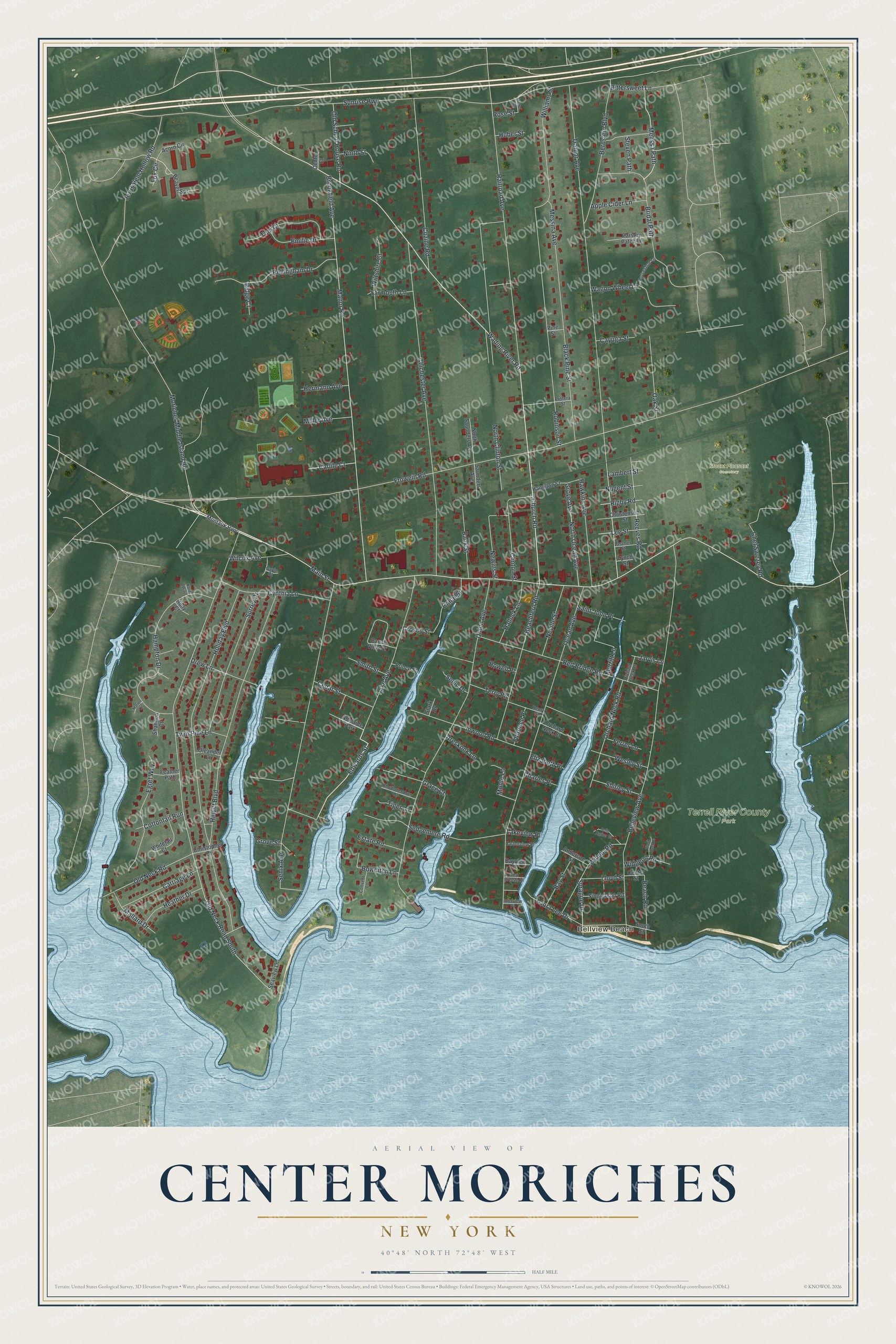 Watermarked full-map preview of Center Moriches, New York