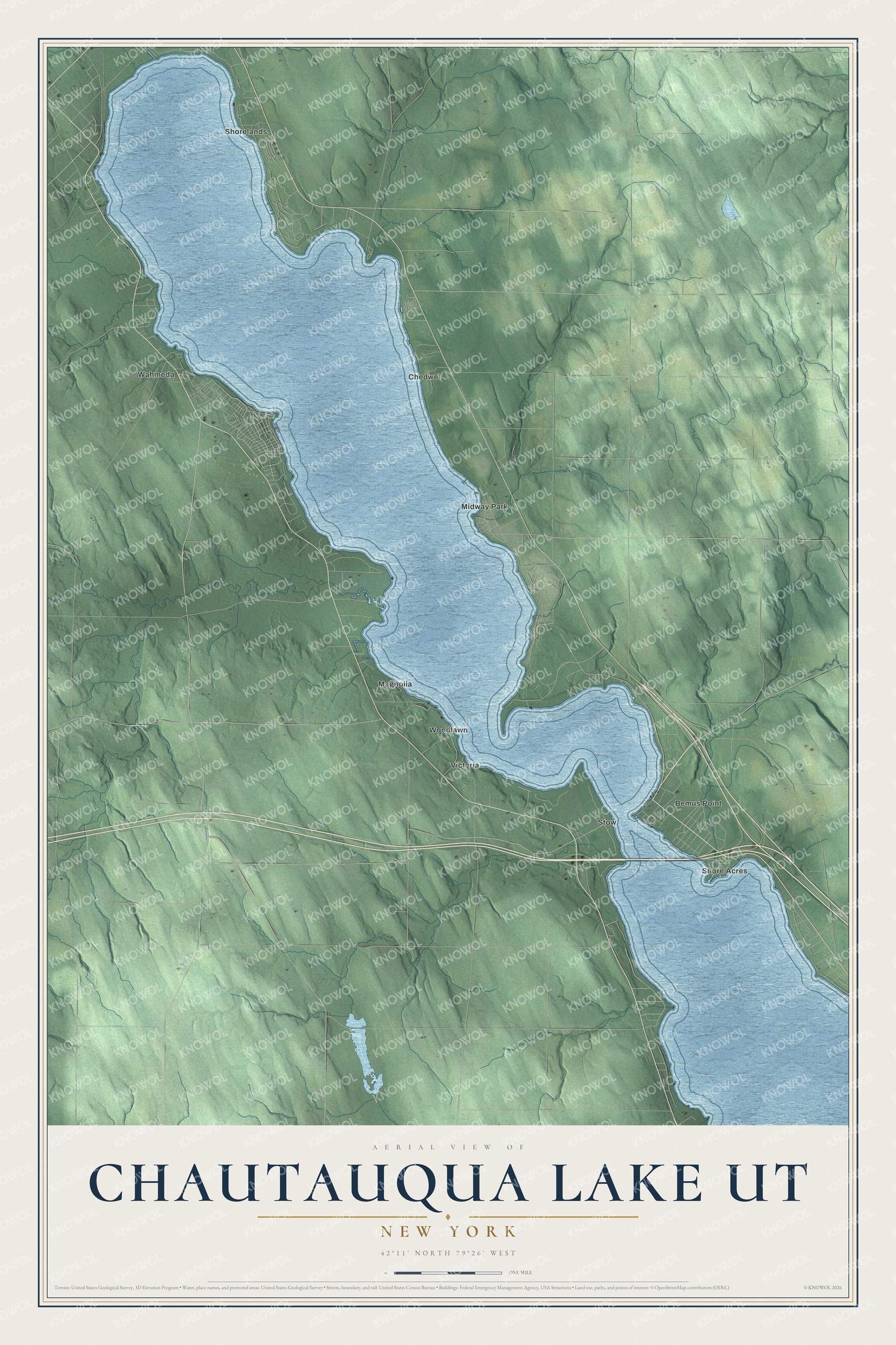 Watermarked full-map preview of Chautauqua Lake UT, New York