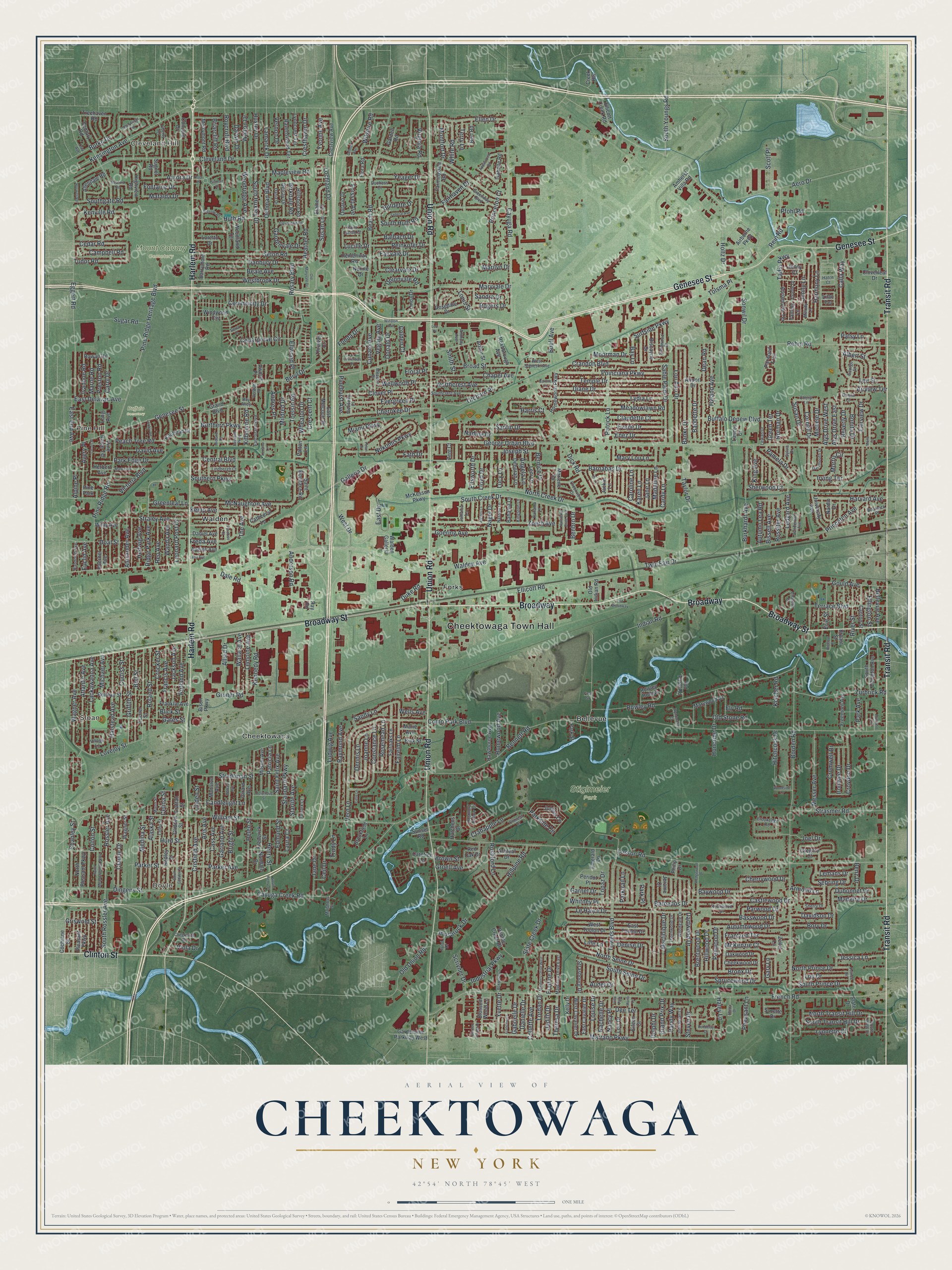 Watermarked full-map preview of Cheektowaga, New York