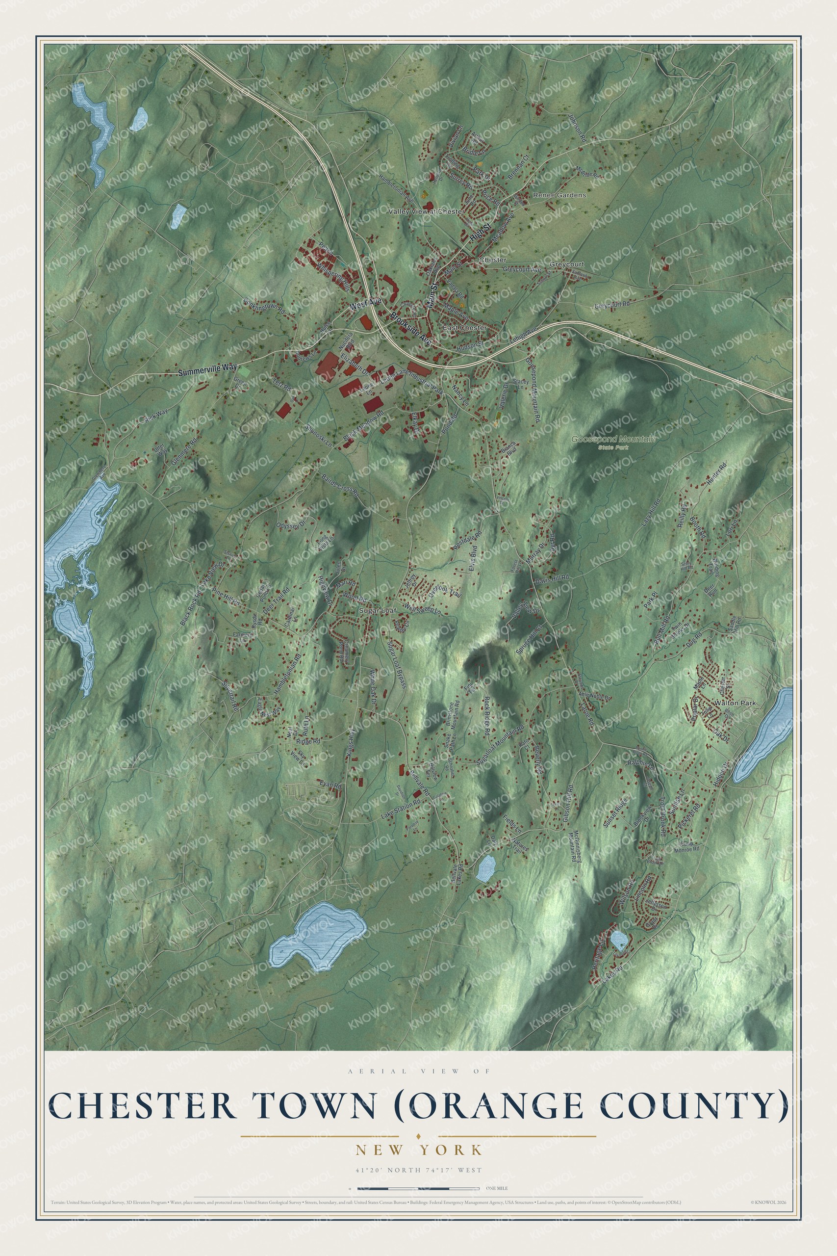 Watermarked full-map preview of Chester Town (Orange County), New York