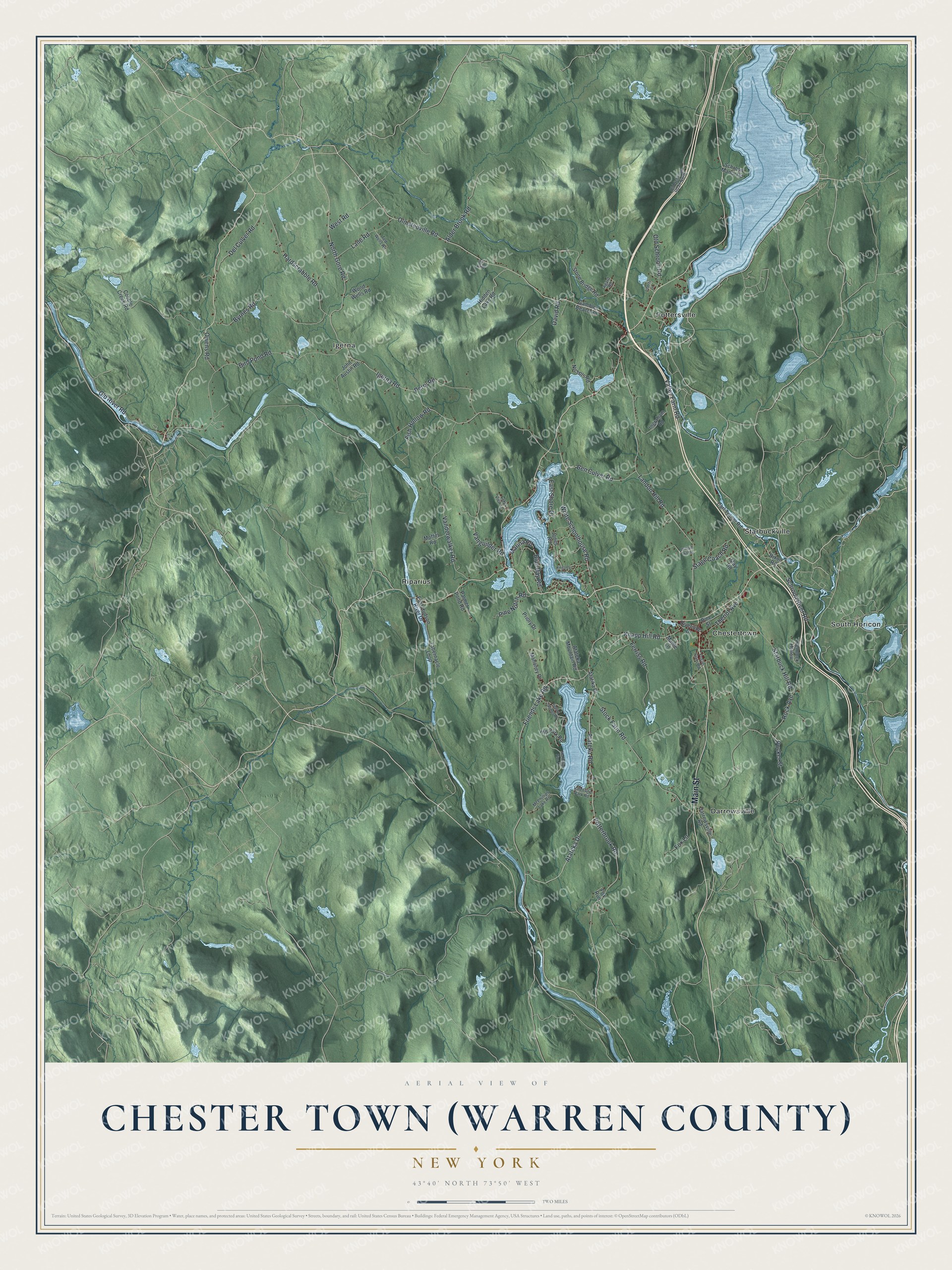 Watermarked full-map preview of Chester Town (Warren County), New York