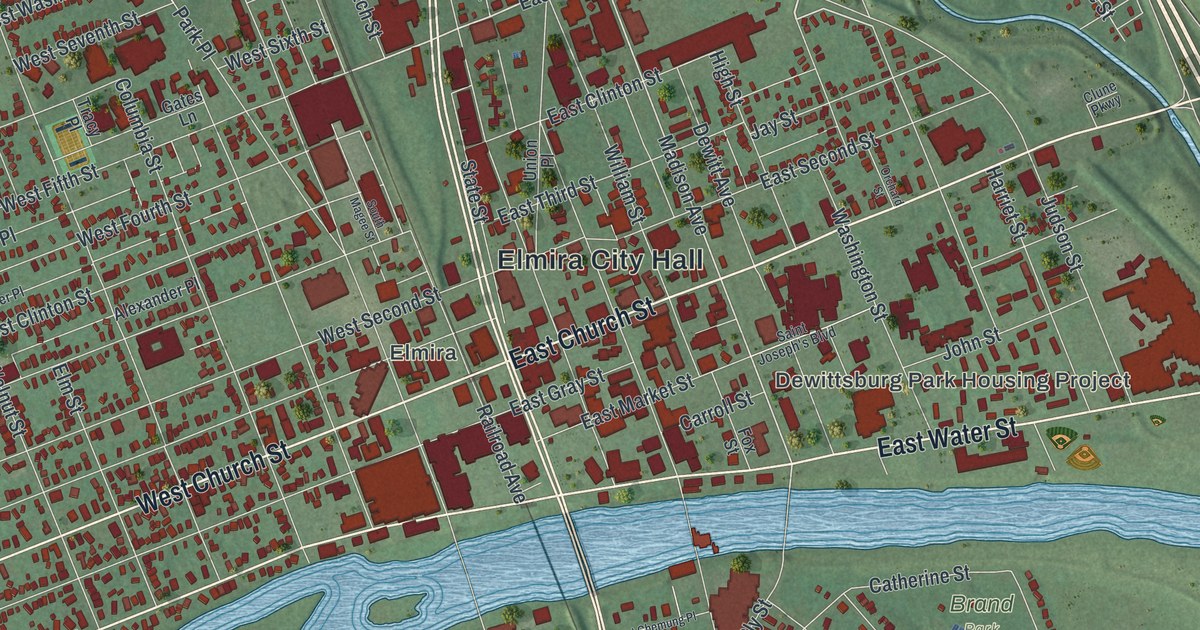 Map of the City of Elmira, Chemung County, New York