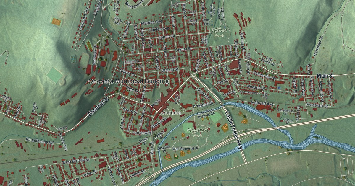 Map of the City of Oneonta, Otsego County, New York