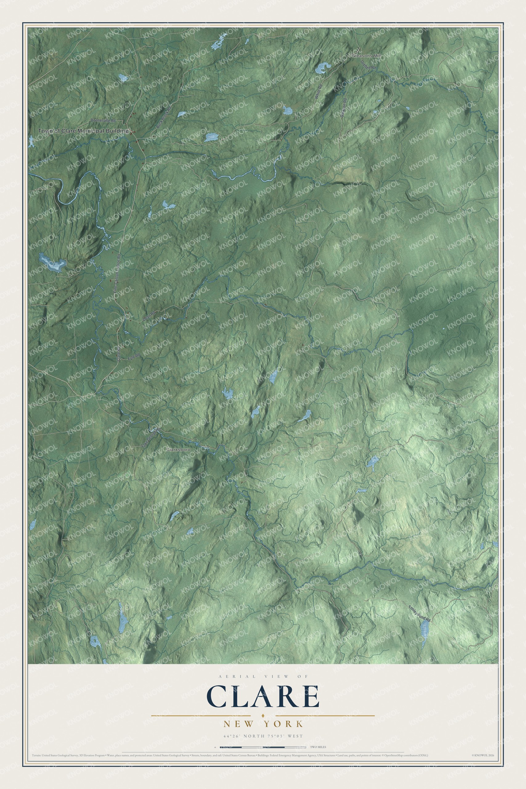 Watermarked full-map preview of Clare, New York
