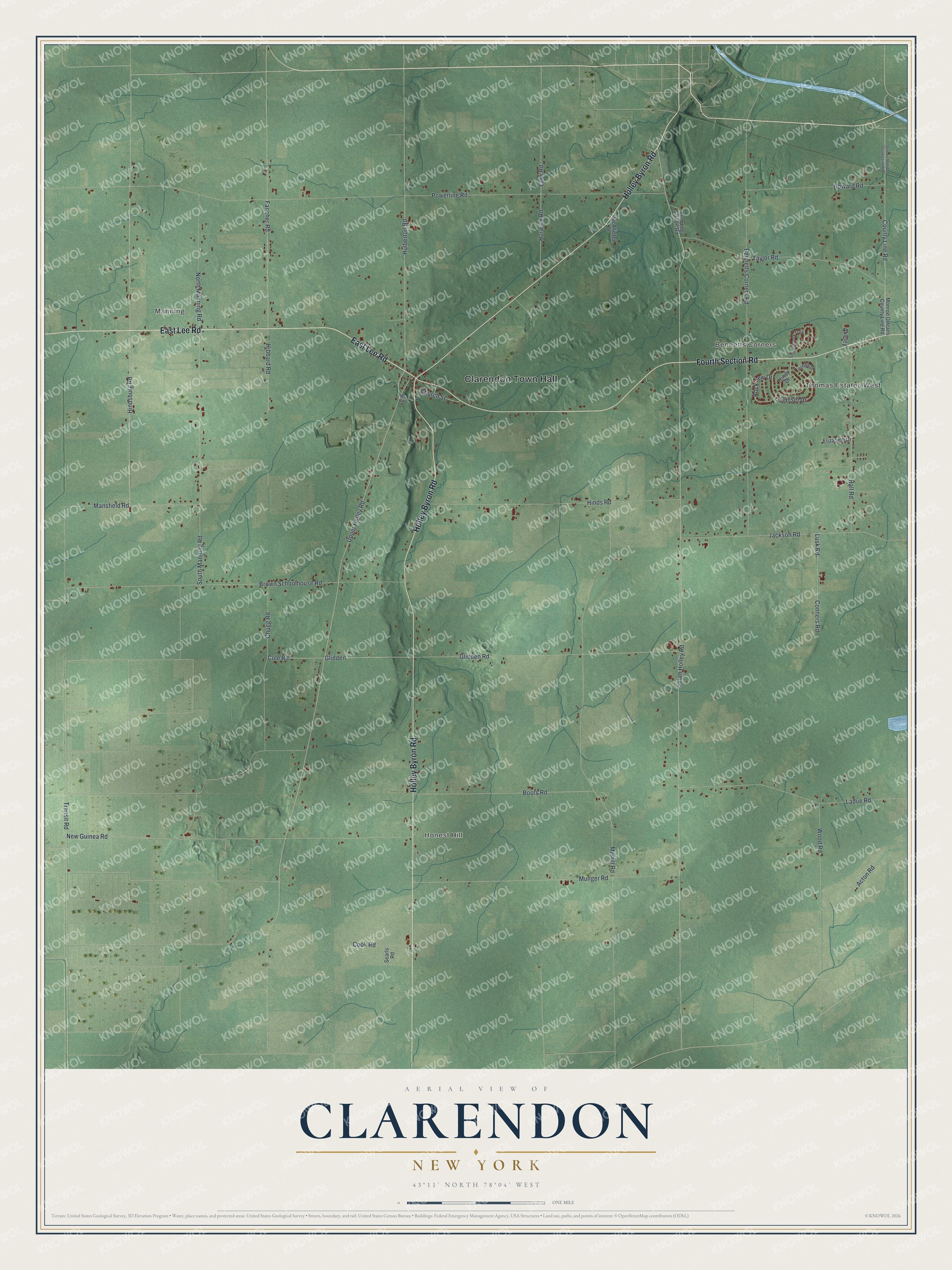 Watermarked full-map preview of Clarendon, New York