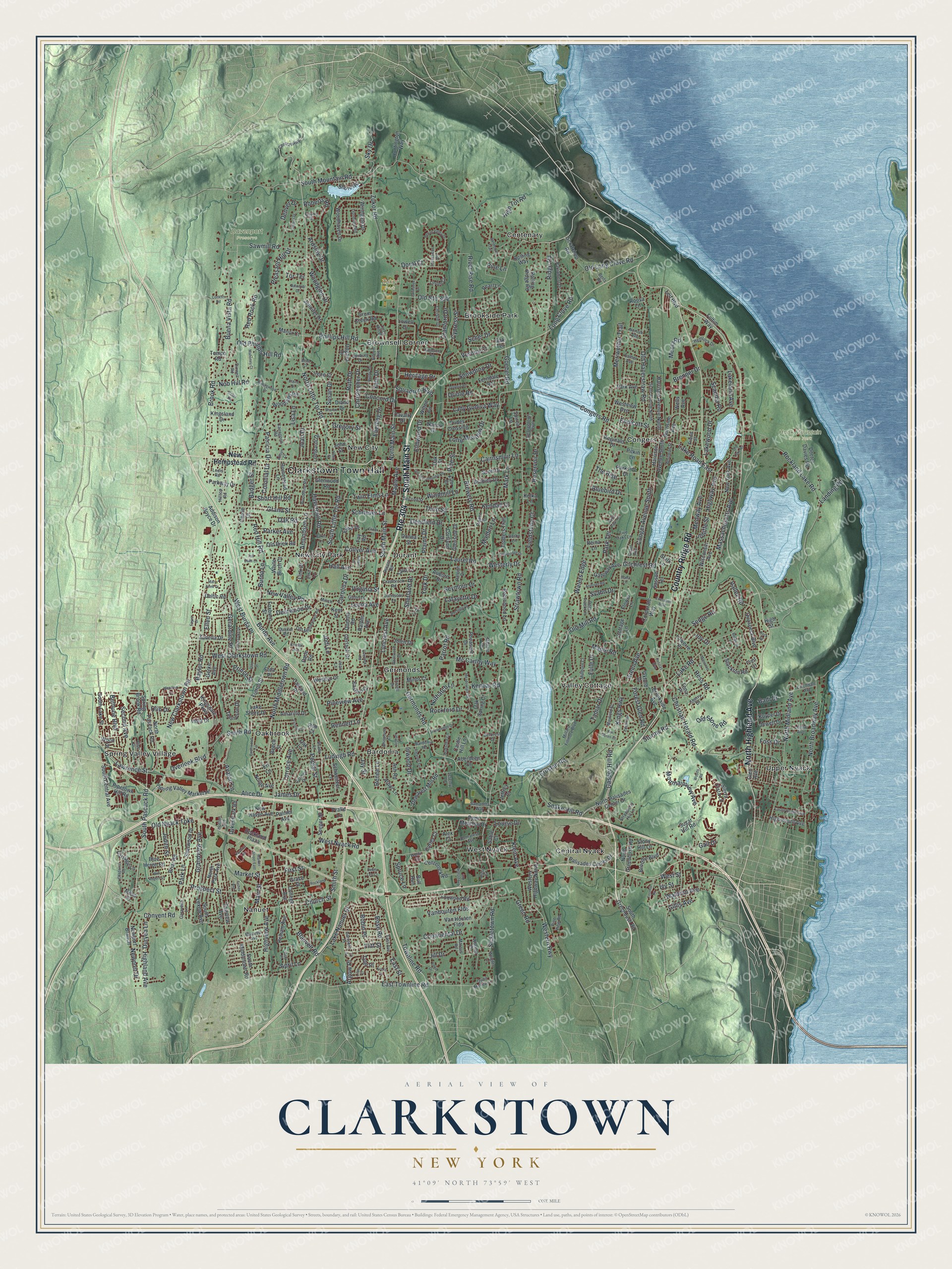 Watermarked full-map preview of Clarkstown, New York