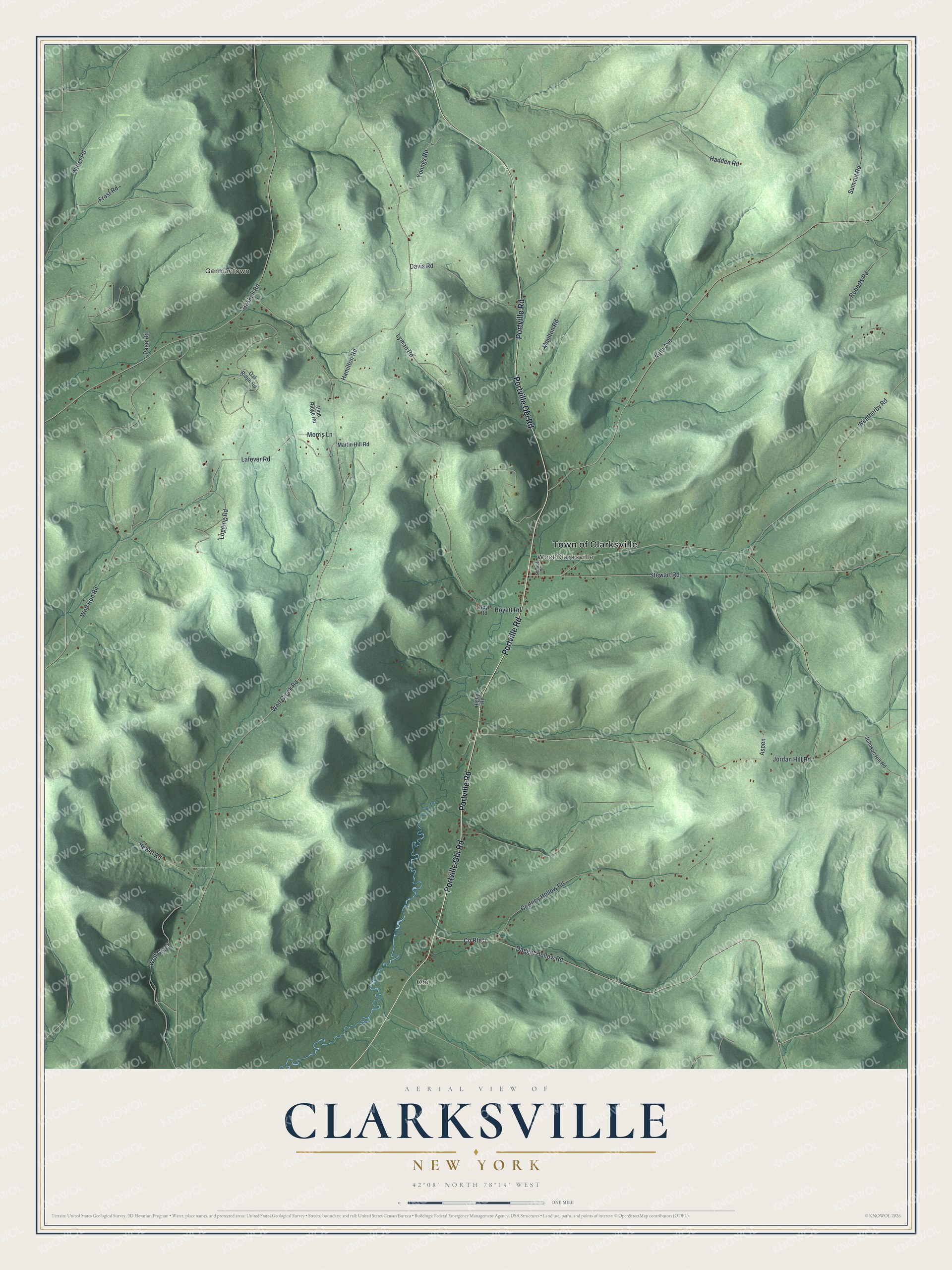 Watermarked full-map preview of Clarksville, New York