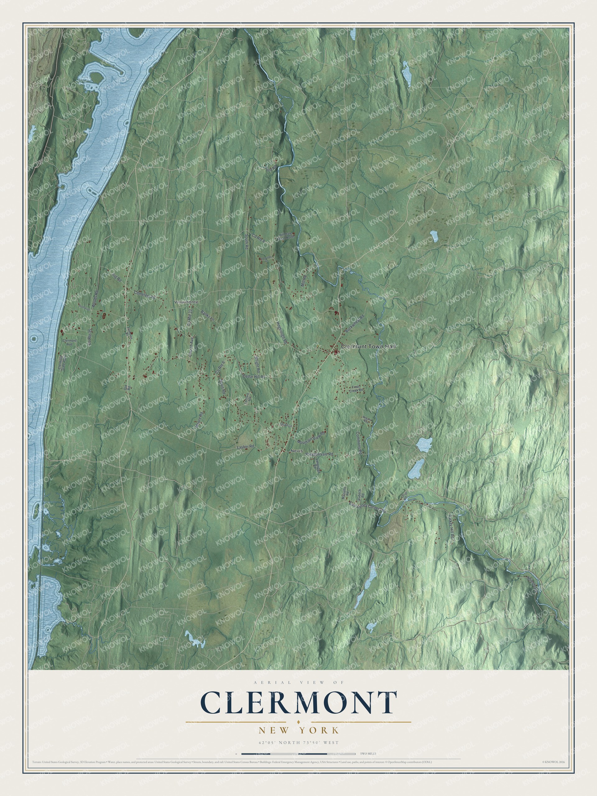 Watermarked full-map preview of Clermont, New York