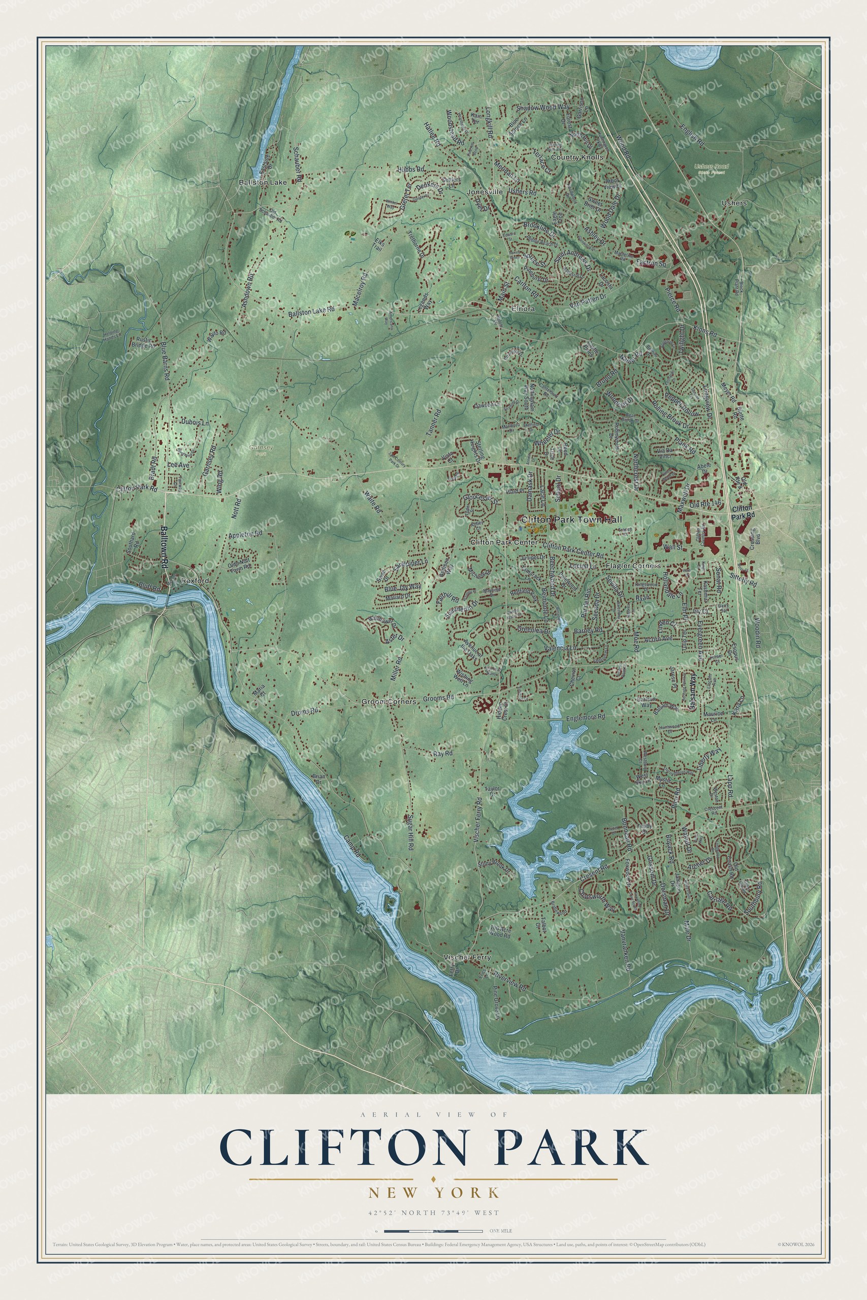 Watermarked full-map preview of Clifton Park, New York