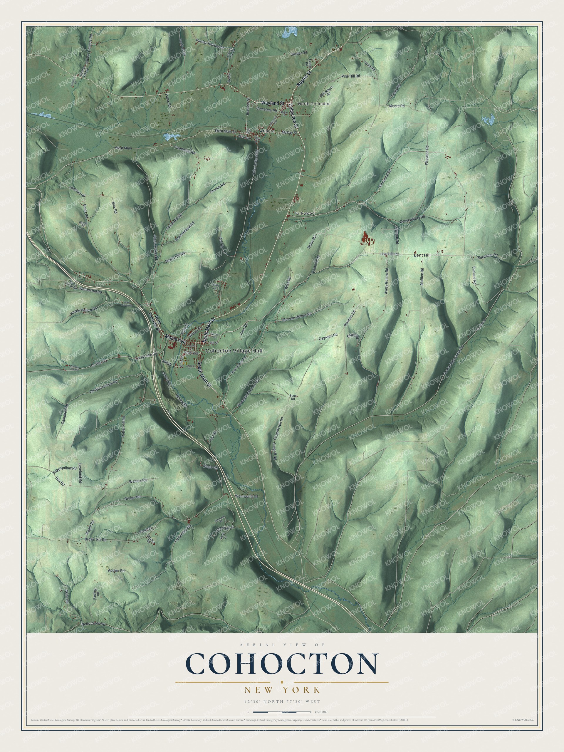 Watermarked full-map preview of Cohocton, New York