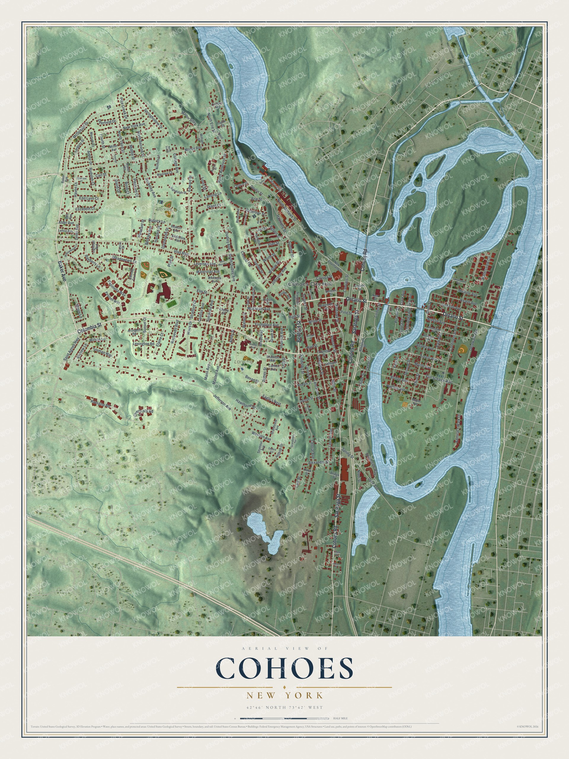 Watermarked full-map preview of Cohoes, New York