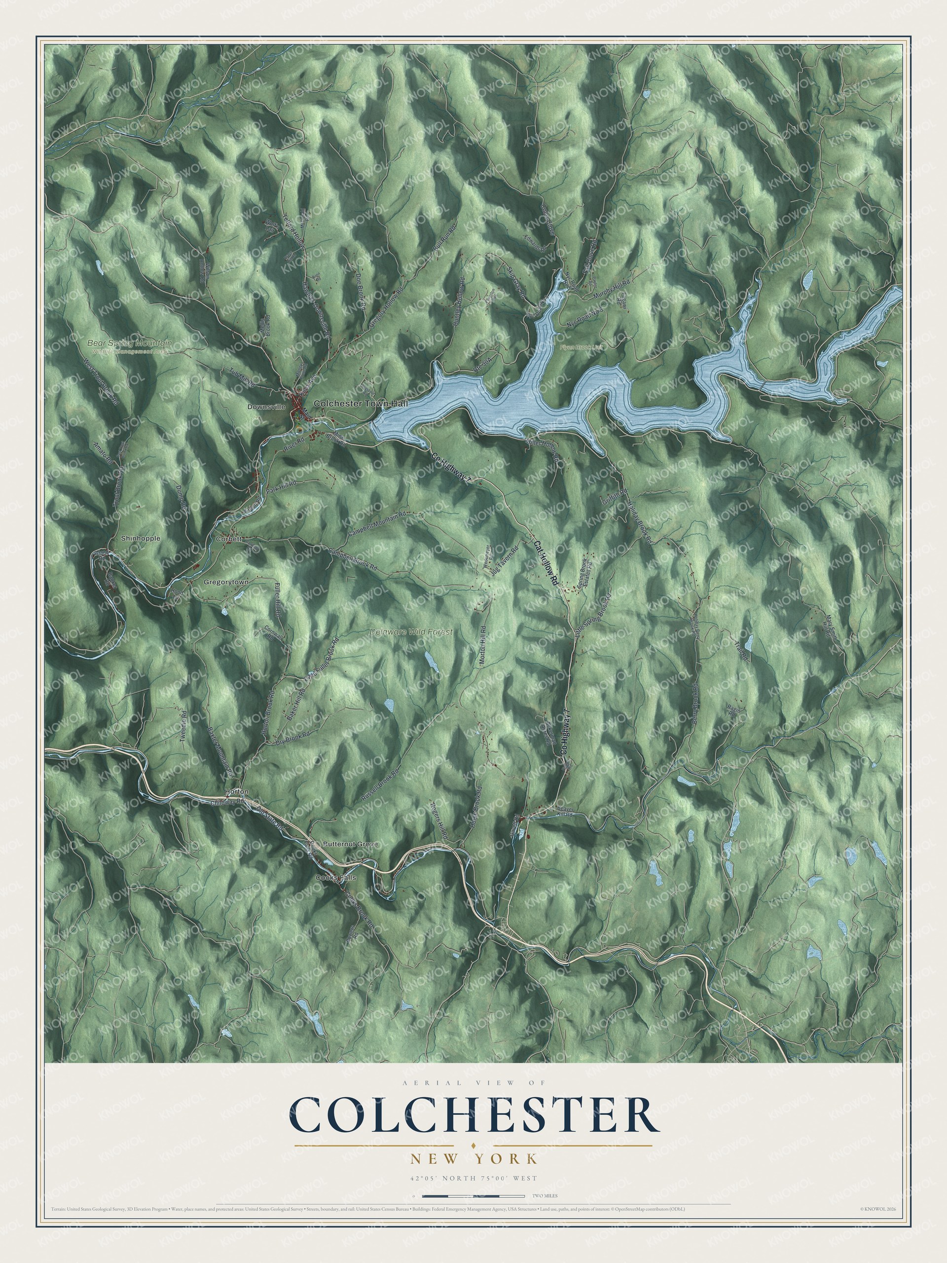 Watermarked full-map preview of Colchester, New York