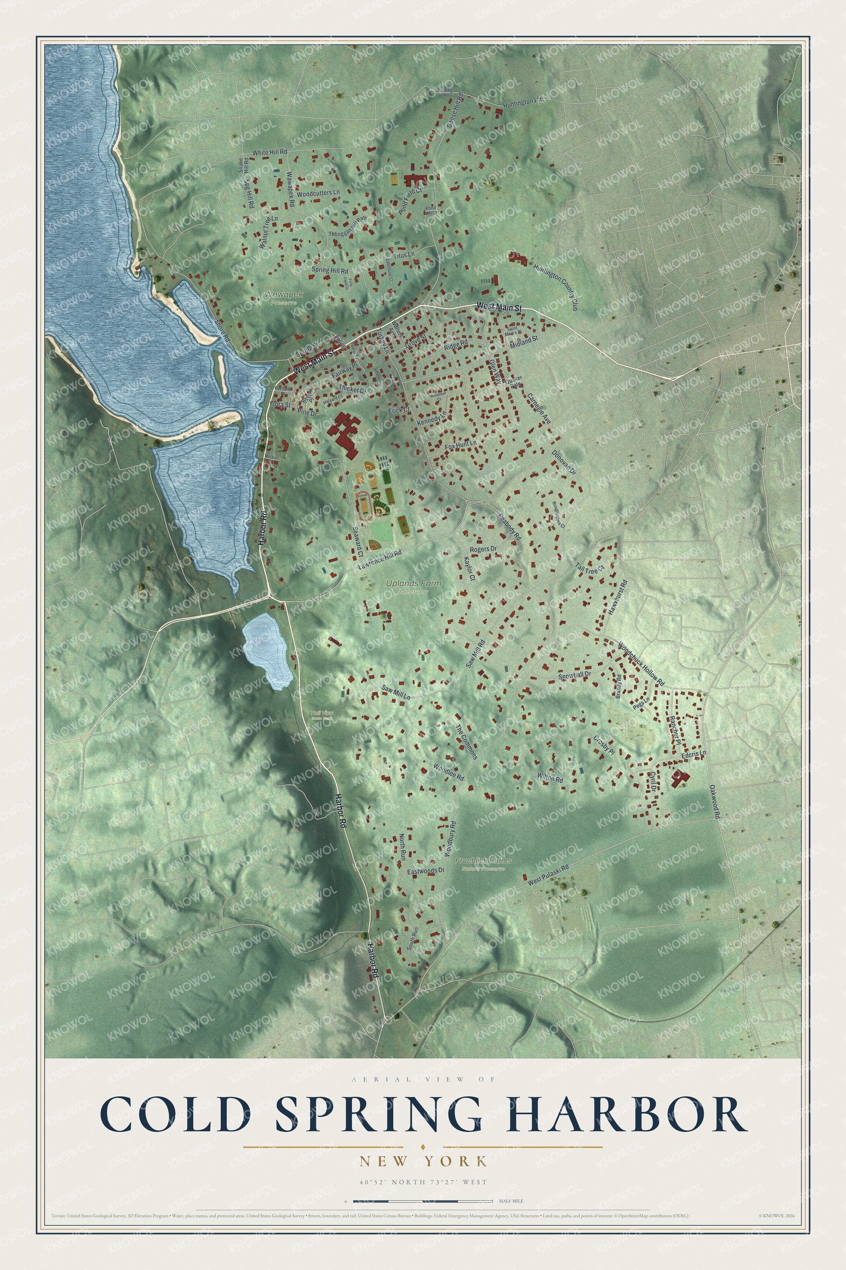 Watermarked full-map preview of Cold Spring Harbor, New York