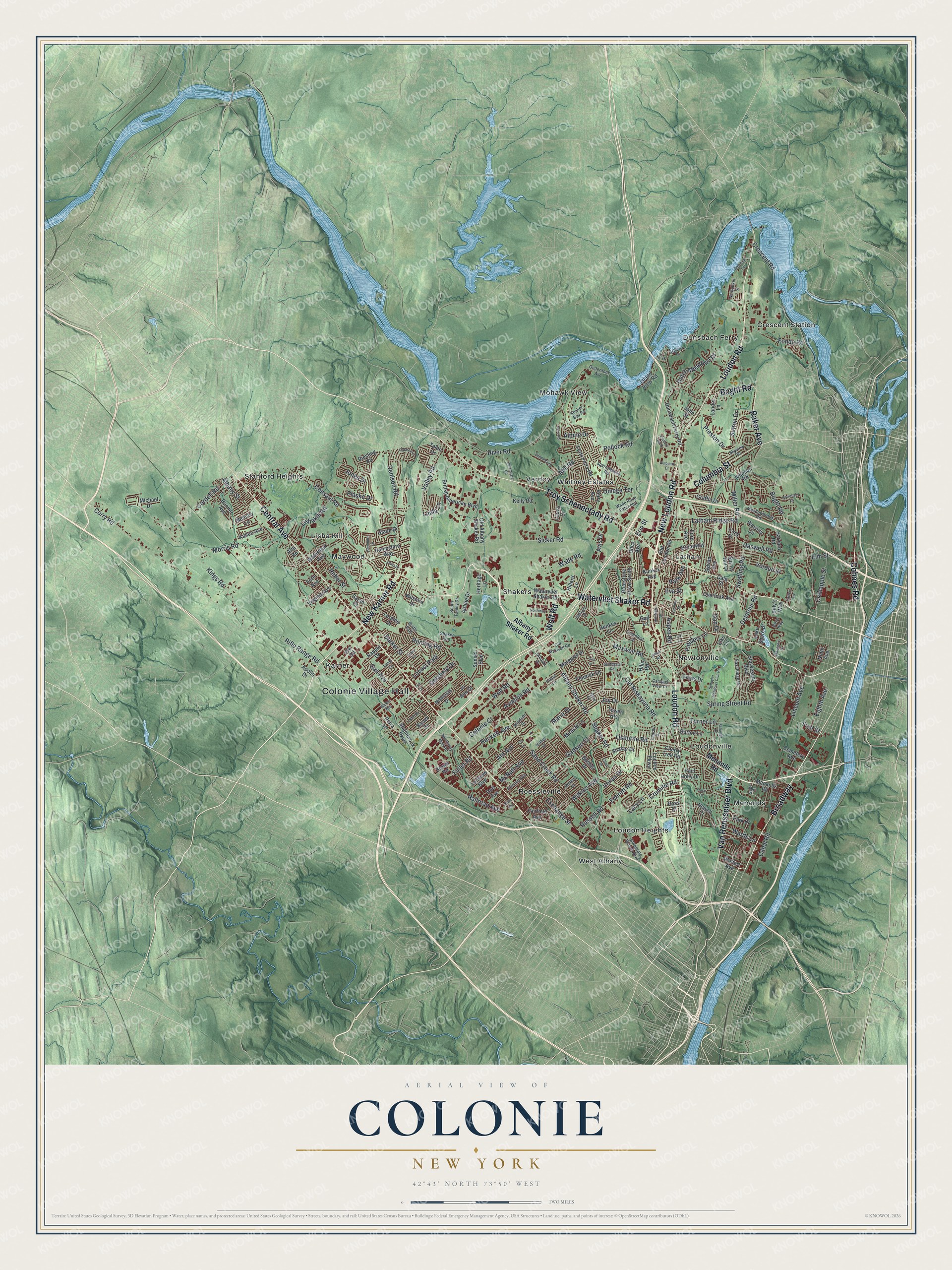 Watermarked full-map preview of Colonie, New York
