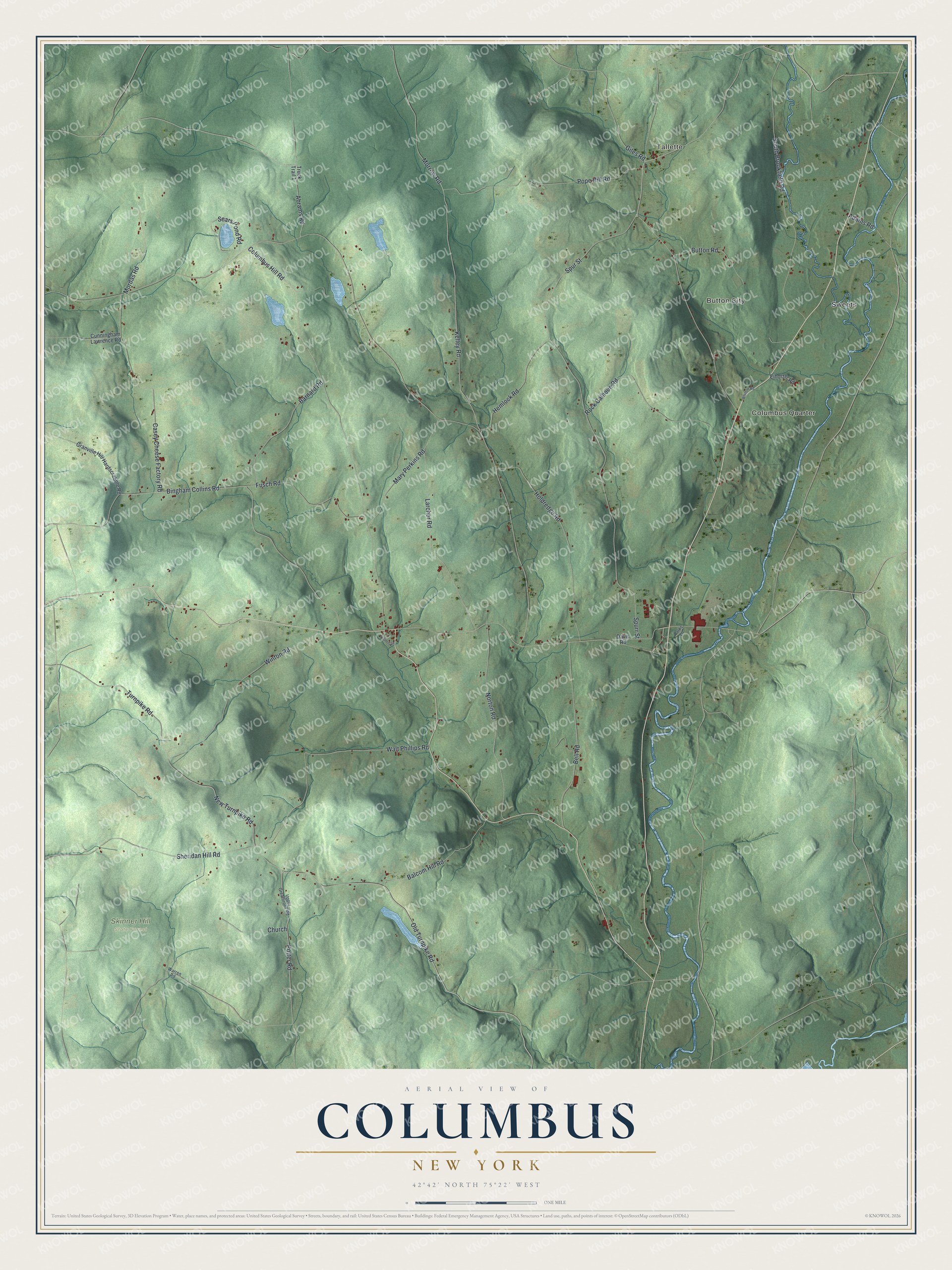 Watermarked full-map preview of Columbus, New York