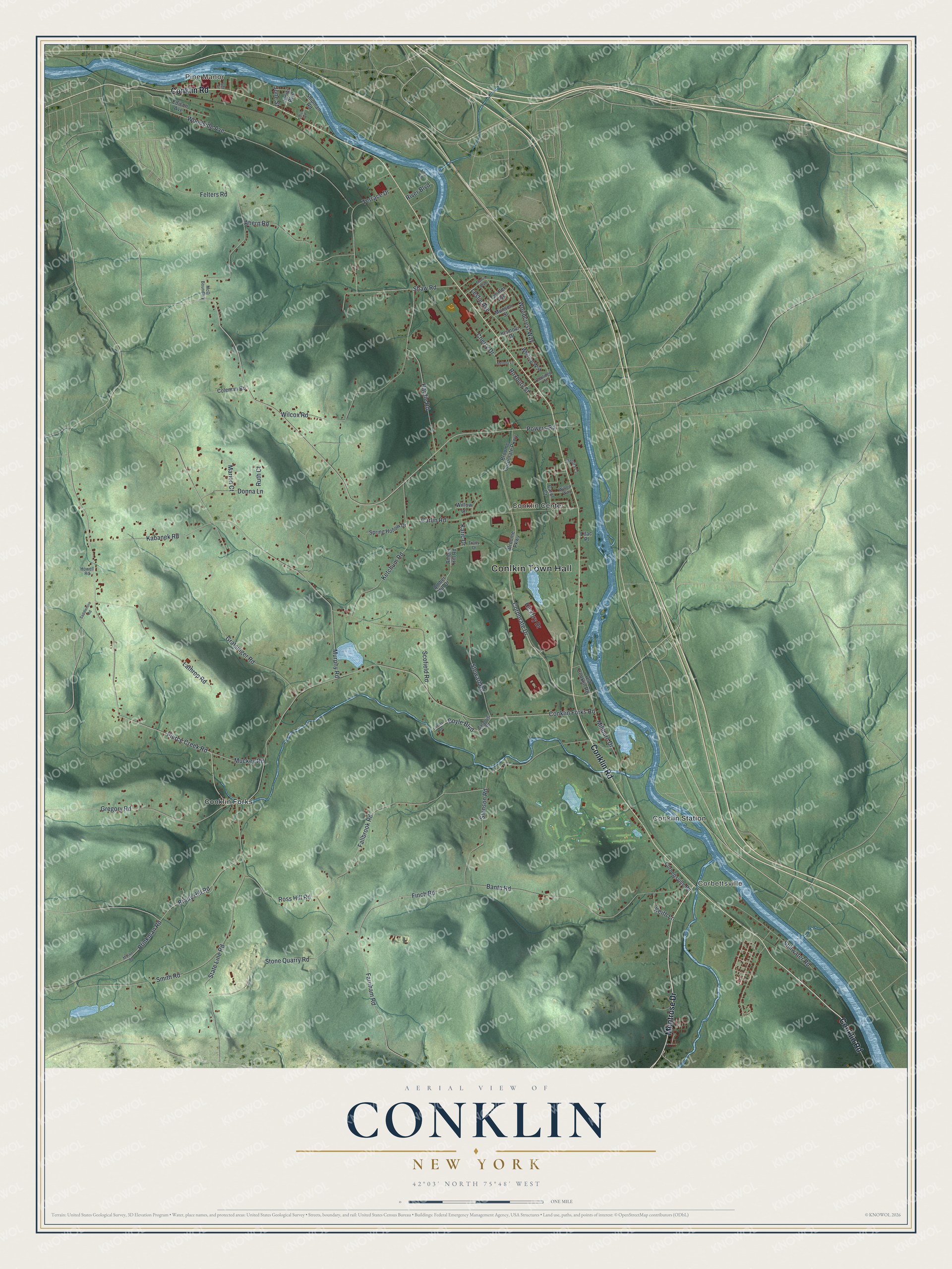 Watermarked full-map preview of Conklin, New York
