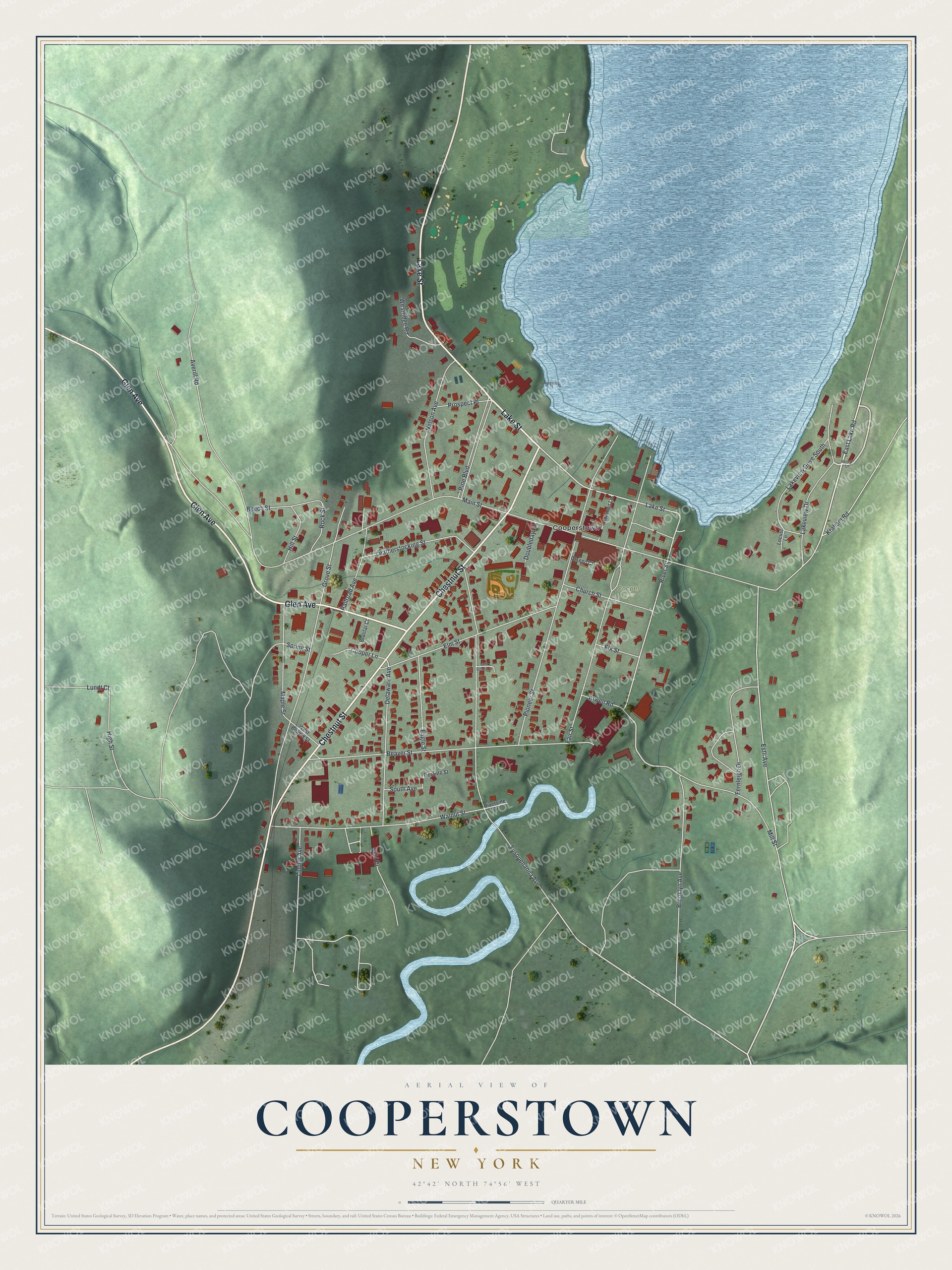 Watermarked full-map preview of Cooperstown, New York
