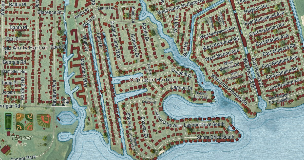 Map of Copiague, New York