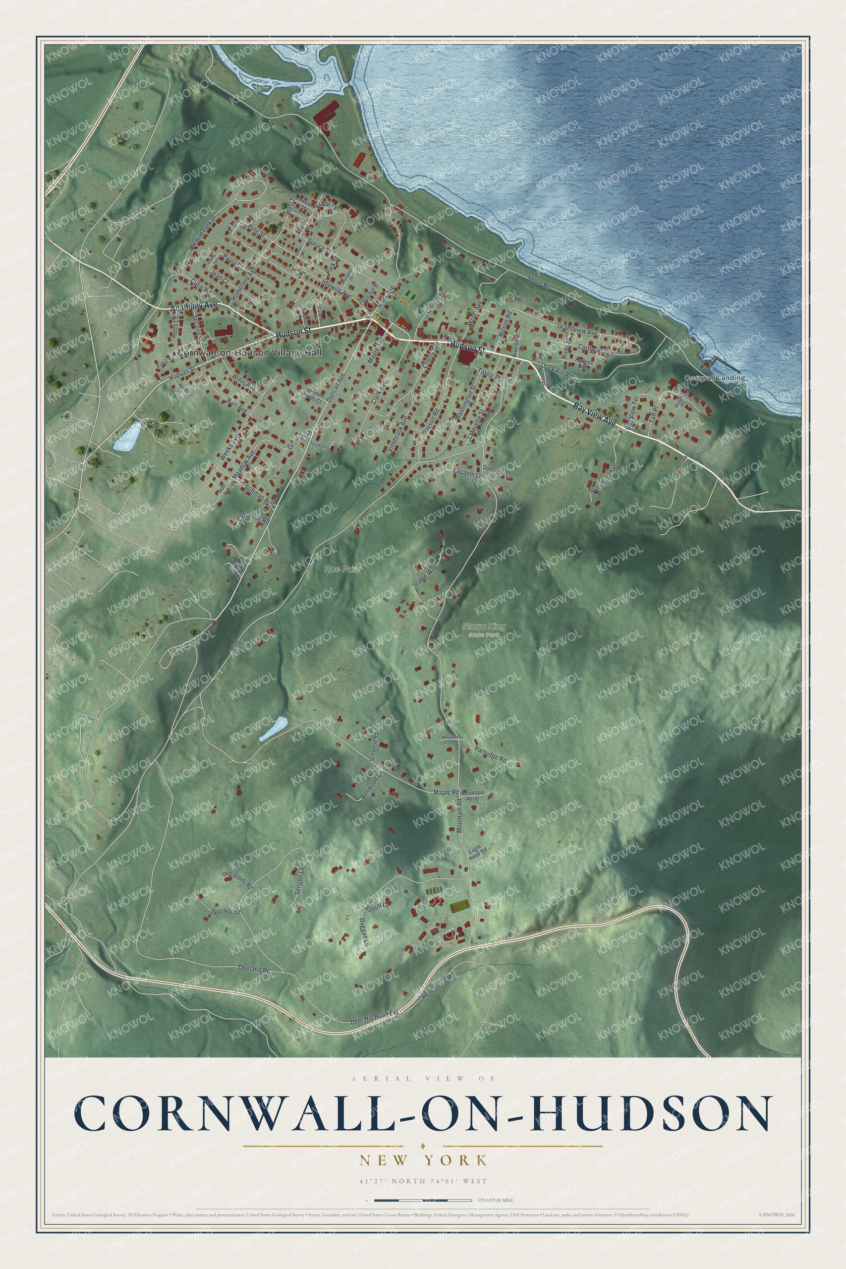 Watermarked full-map preview of Cornwall-on-Hudson, New York
