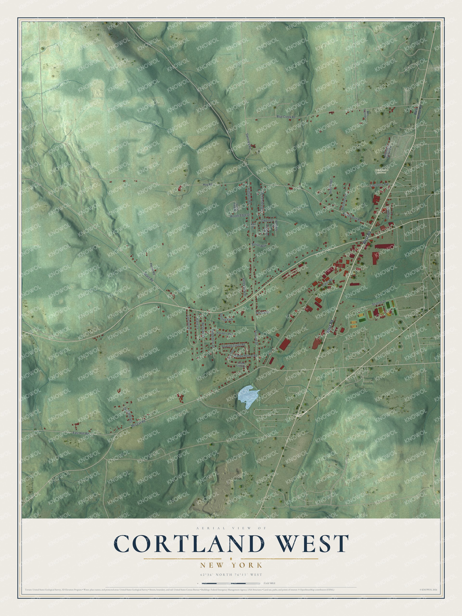 Watermarked full-map preview of Cortland West, New York