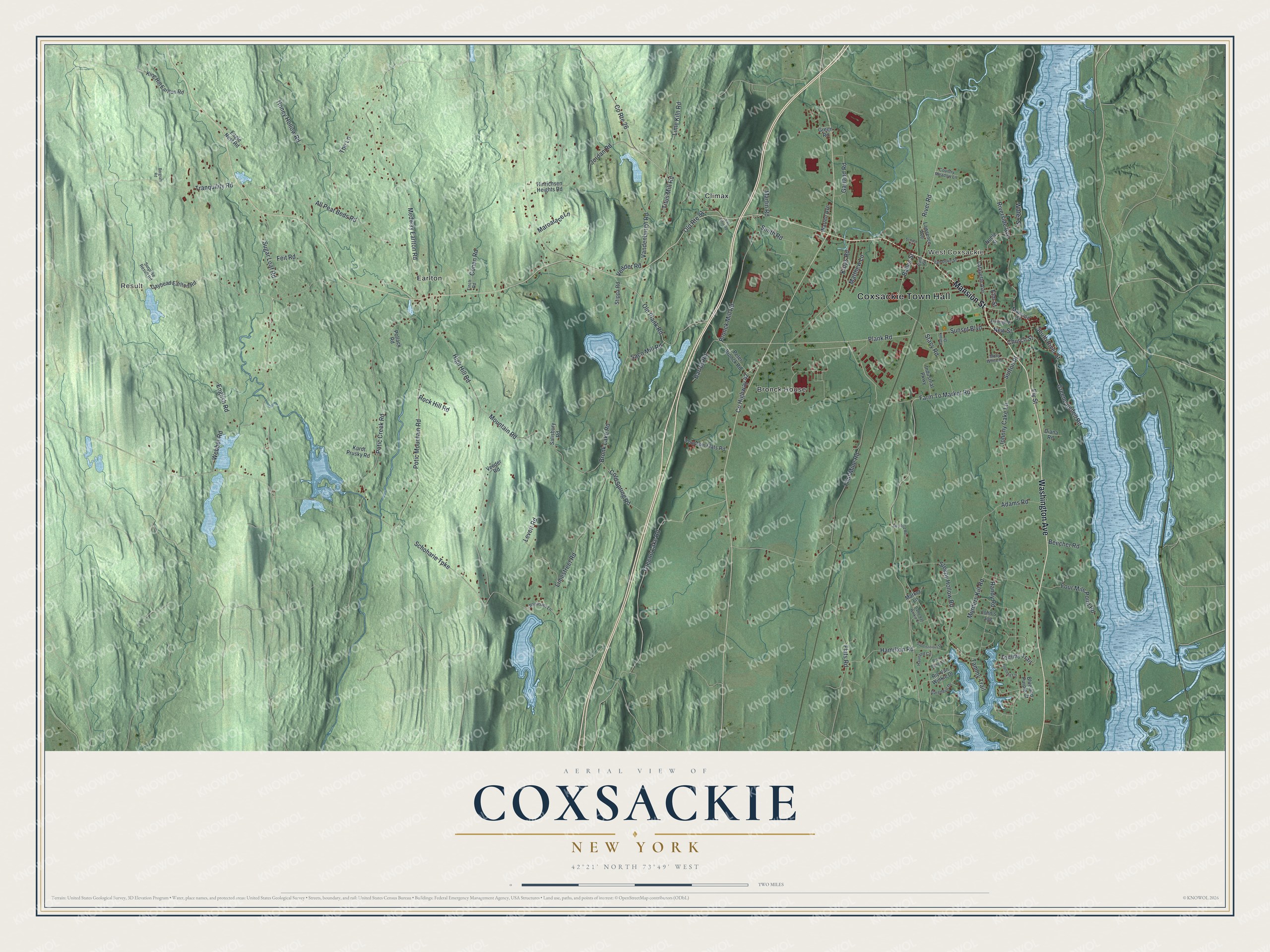 Watermarked full-map preview of Coxsackie, New York