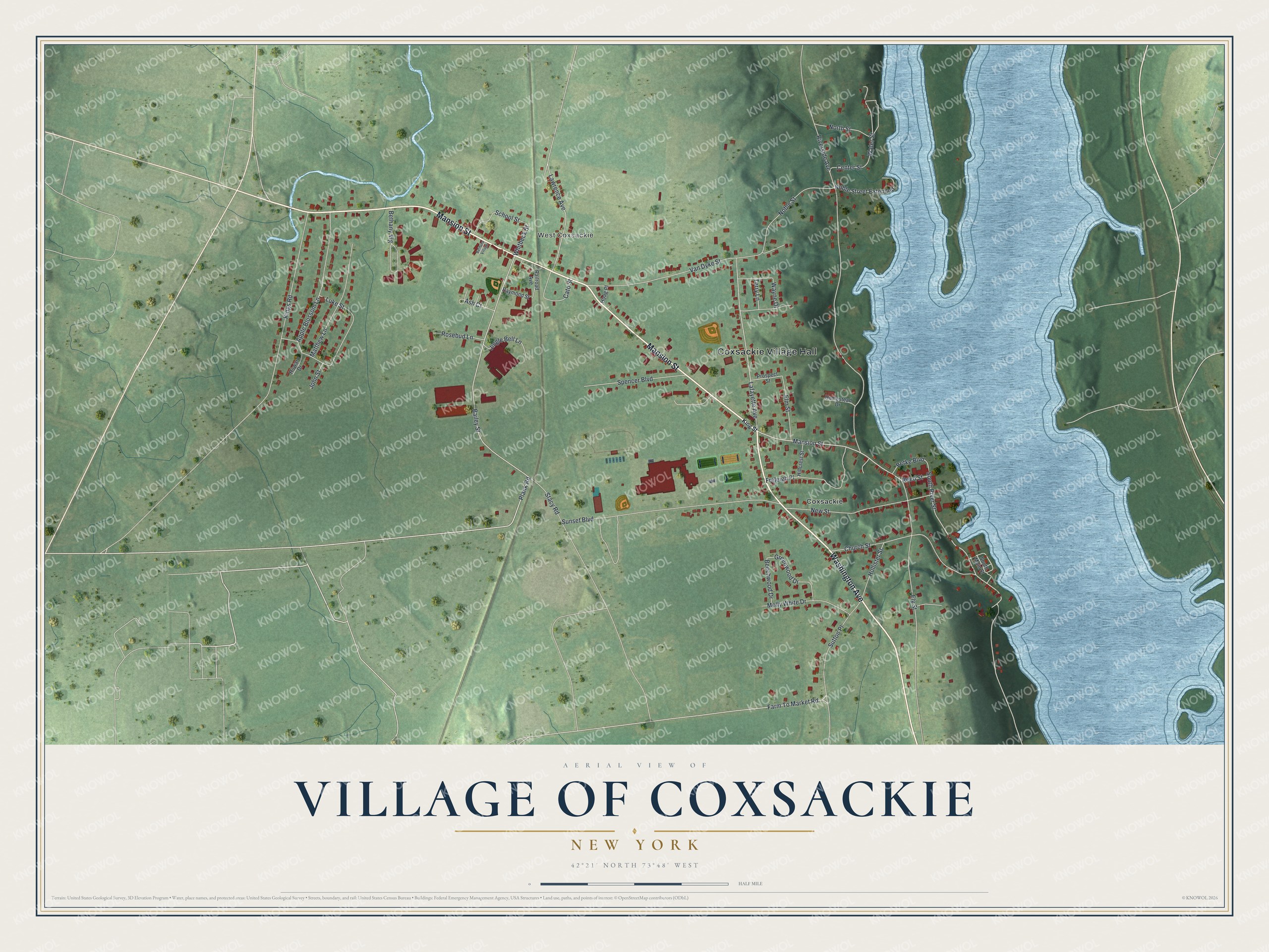 Watermarked full-map preview of Coxsackie, New York