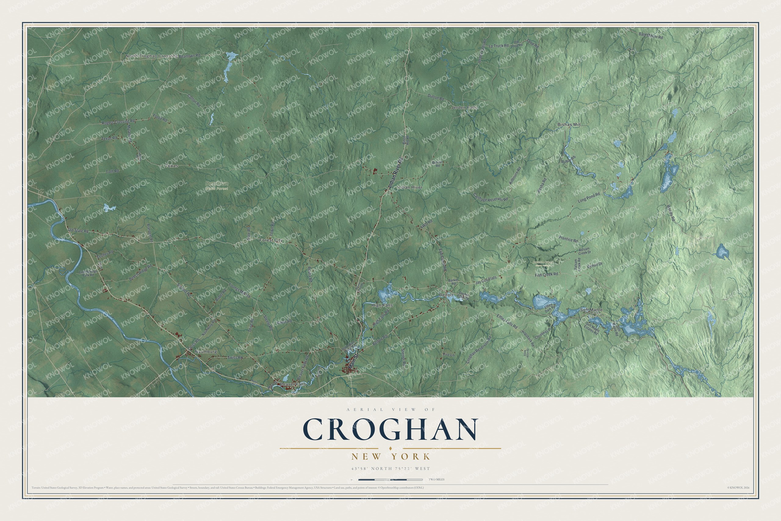 Watermarked full-map preview of Croghan, New York